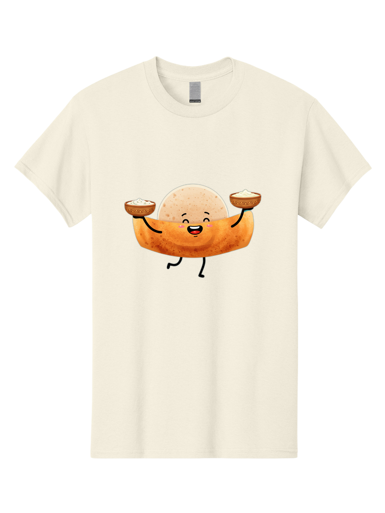 Happy-Dosa-Character Men'S Graphic Tee, 100% Cotton, Comfortable Casual Summer Wear, Machine Washable, Cartoon Taco Character, Mexican Food, Traditional Dishes, Salsa And Dips, Happy Face, Playful, Fiesta, Festive, Vibrant, Delicious Baa782
