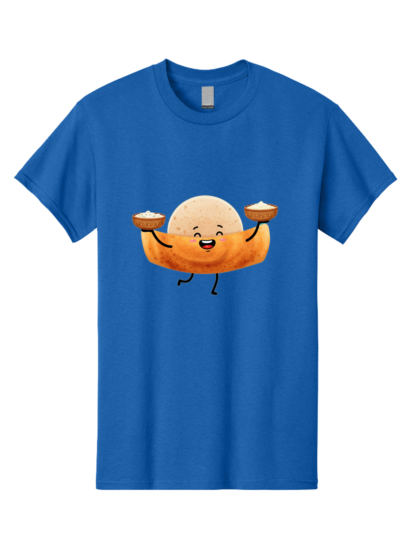 Happy-Dosa-Character Men'S Graphic Tee, 100% Cotton, Comfortable Casual Summer Wear, Machine Washable, Cartoon Taco Character, Mexican Food, Traditional Dishes, Salsa And Dips, Happy Face, Playful, Fiesta, Festive, Vibrant, Delicious Baa782