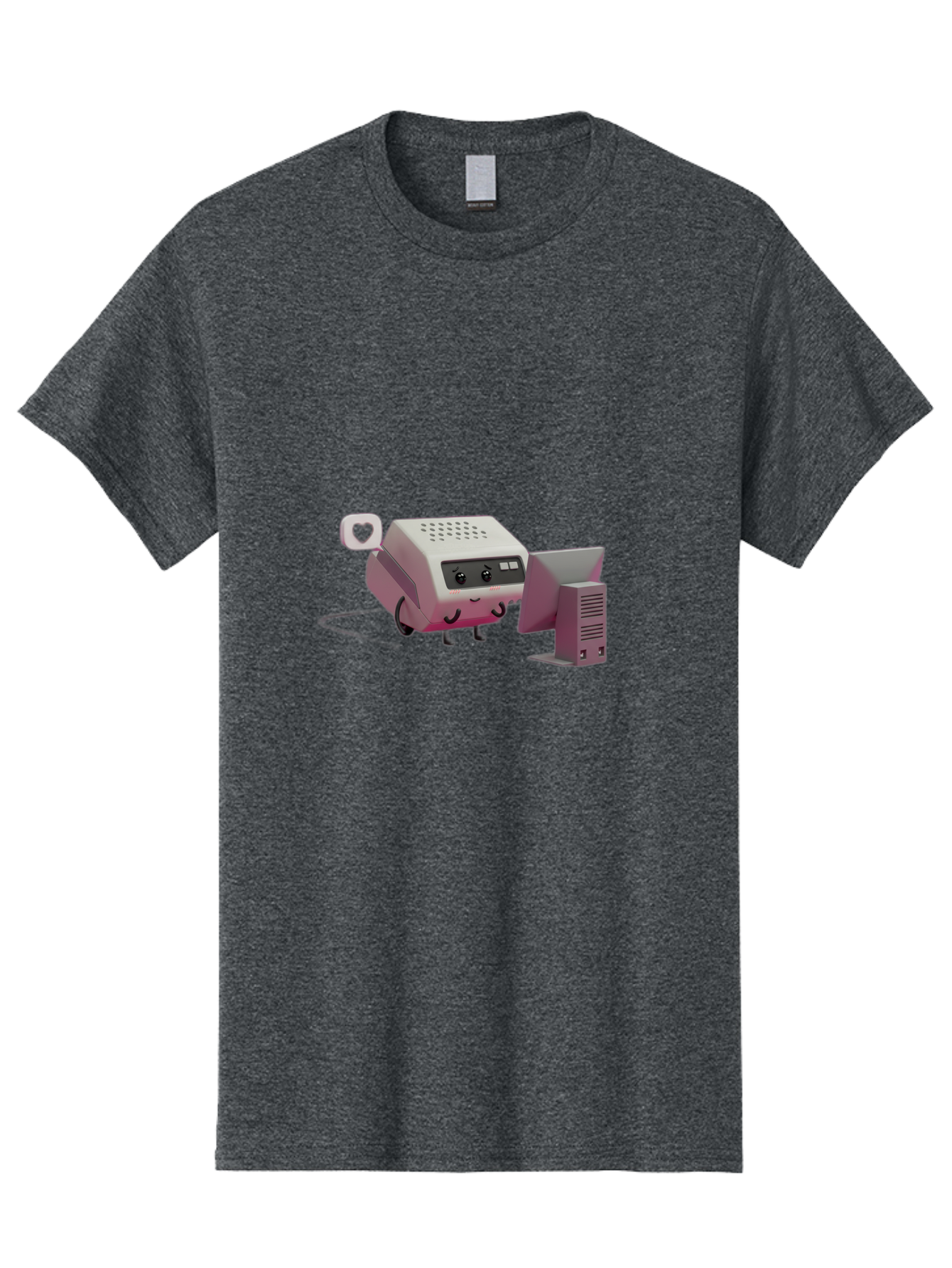 Heart-Icon-Modem-And-Monitor Men'S Graphic Tee, 100% Cotton, Comfortable Casual Summer Wear, Machine Washable, 3D Cartoon Printer, Printing Technology, Office Equipment, Cartoon Character, Computer Monitor, Printer Device, Purple Printer, Baa786