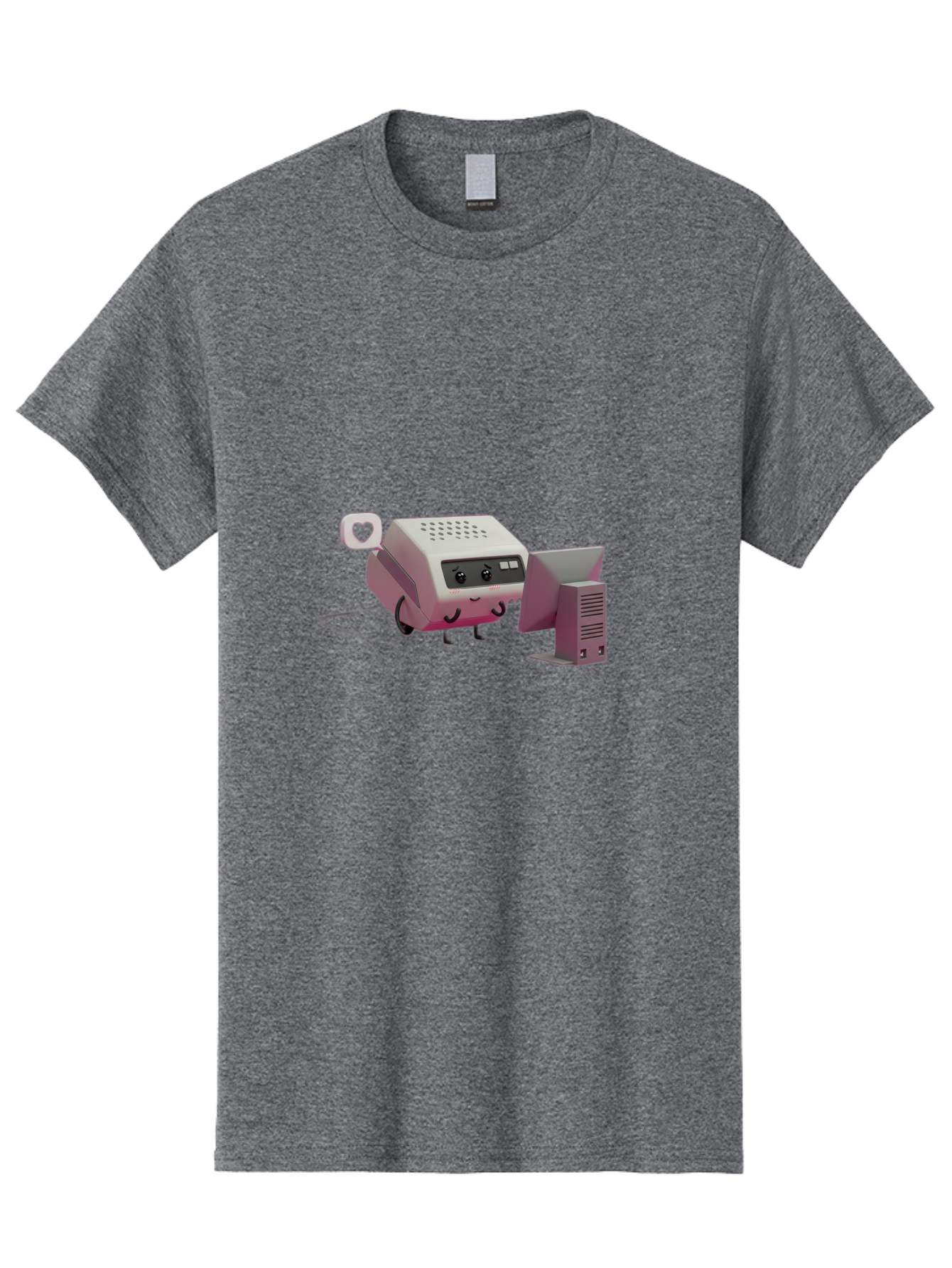 Heart-Icon-Modem-And-Monitor Men'S Graphic Tee, 100% Cotton, Comfortable Casual Summer Wear, Machine Washable, 3D Cartoon Printer, Printing Technology, Office Equipment, Cartoon Character, Computer Monitor, Printer Device, Purple Printer, Baa786