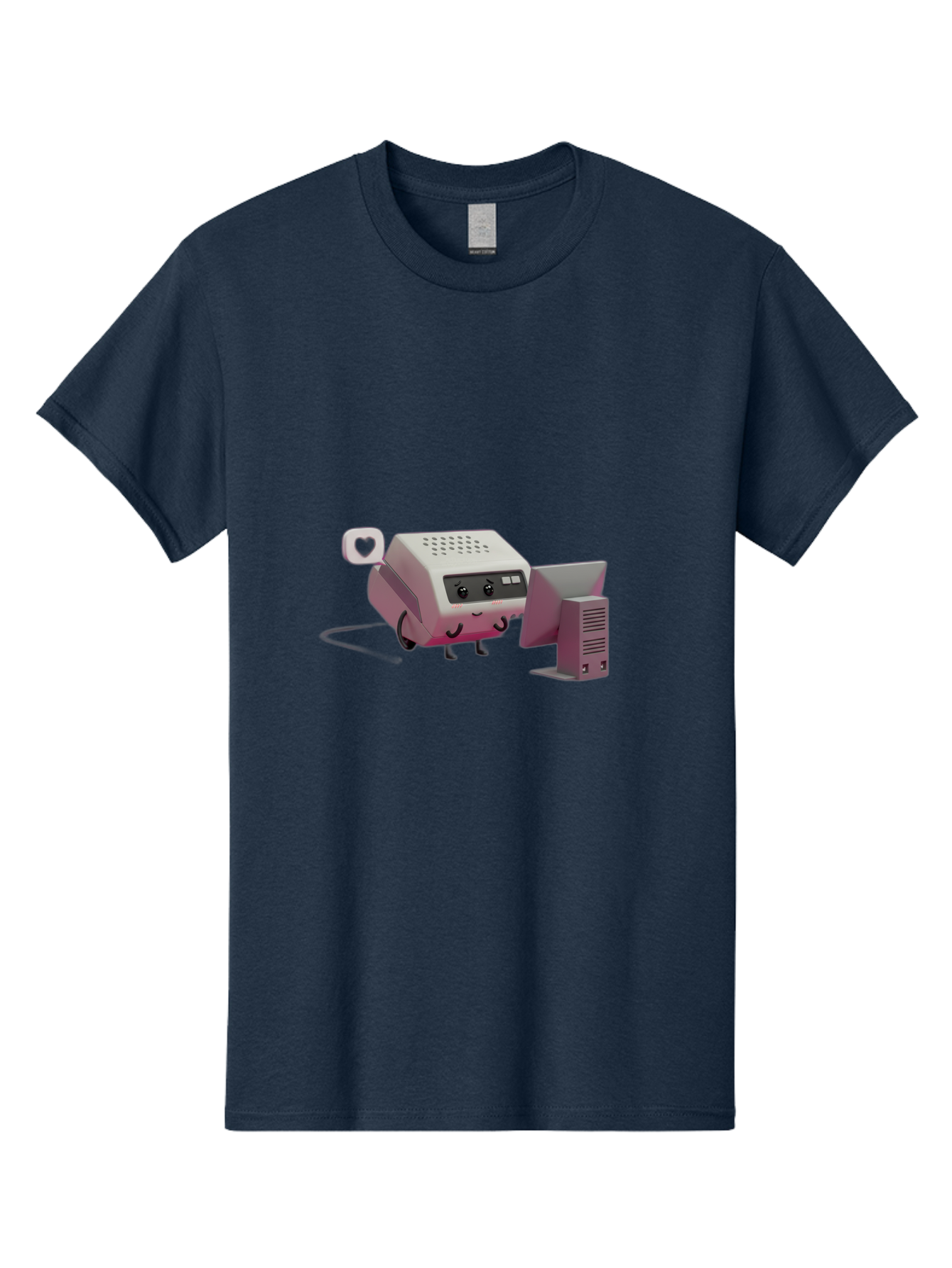 Heart-Icon-Modem-And-Monitor Men'S Graphic Tee, 100% Cotton, Comfortable Casual Summer Wear, Machine Washable, 3D Cartoon Printer, Printing Technology, Office Equipment, Cartoon Character, Computer Monitor, Printer Device, Purple Printer, Baa786