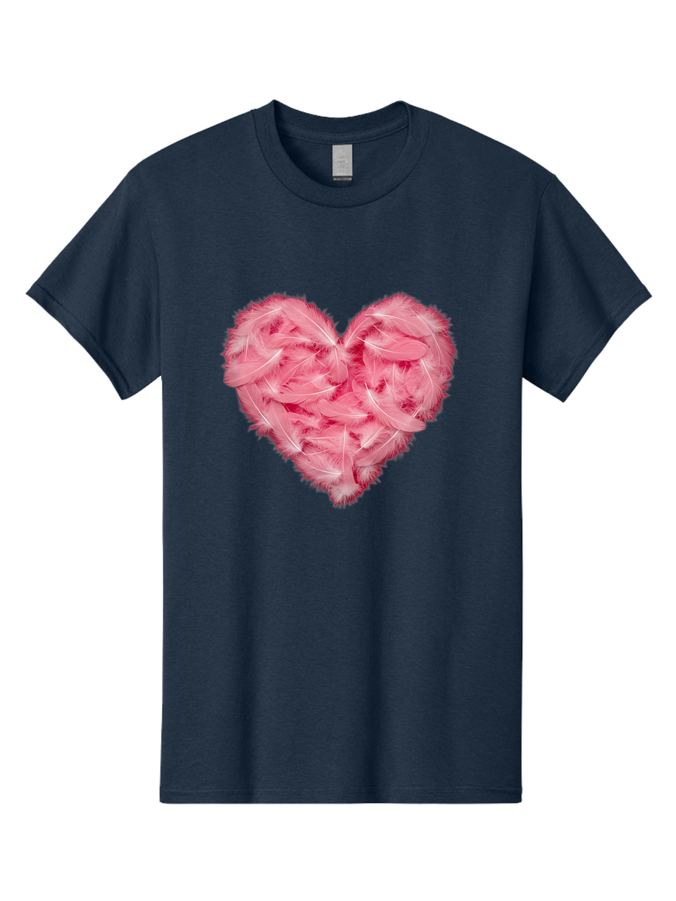 Heart-Of-Feathers Men'S Graphic Tee, 100% Cotton, Comfortable Casual Summer Wear, Machine Washable, Pink Feather Heart, Love Symbol, Soft Texture, Delicate Feathers, Romantic Gesture, Tender Heart, Loving Feeling Baa787