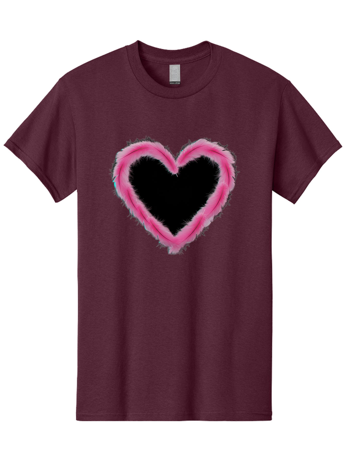 Heart Men'S Graphic Tee, 100% Cotton, Comfortable Casual Summer Wear, Machine Washable, Pink Feather Heart, Fluffy Heart, Romantic Symbol, Fuzzy Love, Heart Shape, Feather Design, Cute Graphics, Valentine'S Icon Baa794