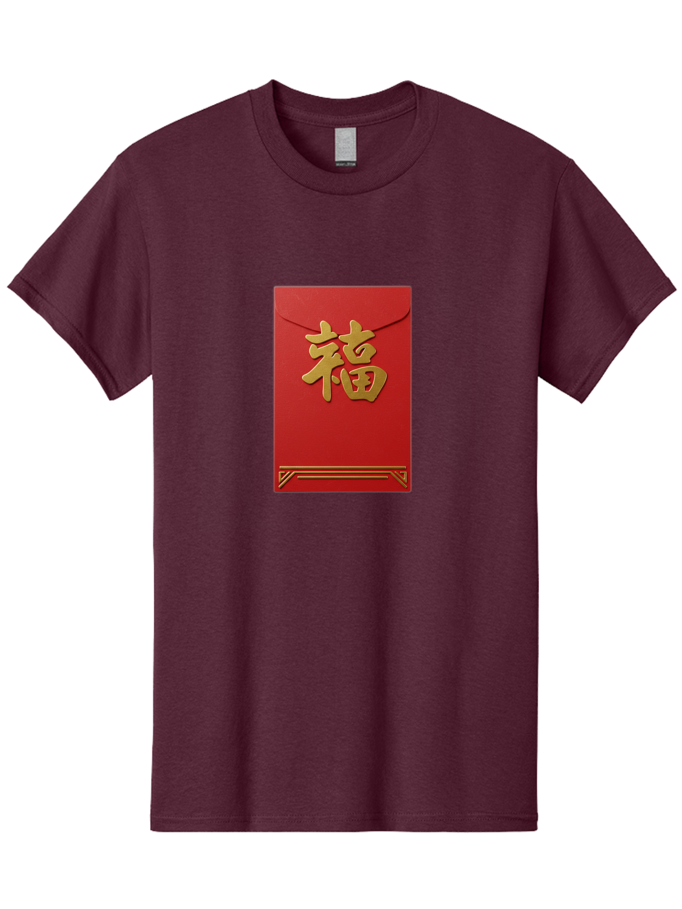 Hong-Fu Men'S Graphic Tee, 100% Cotton, Comfortable Casual Summer Wear, Machine Washable, Red Envelope, Gold Chinese Characters, Prosperity Symbol, Good Fortune, Traditional Gift, Cultural Significance, Lucky Money, Festive Occasion, Hong Fu Baa796