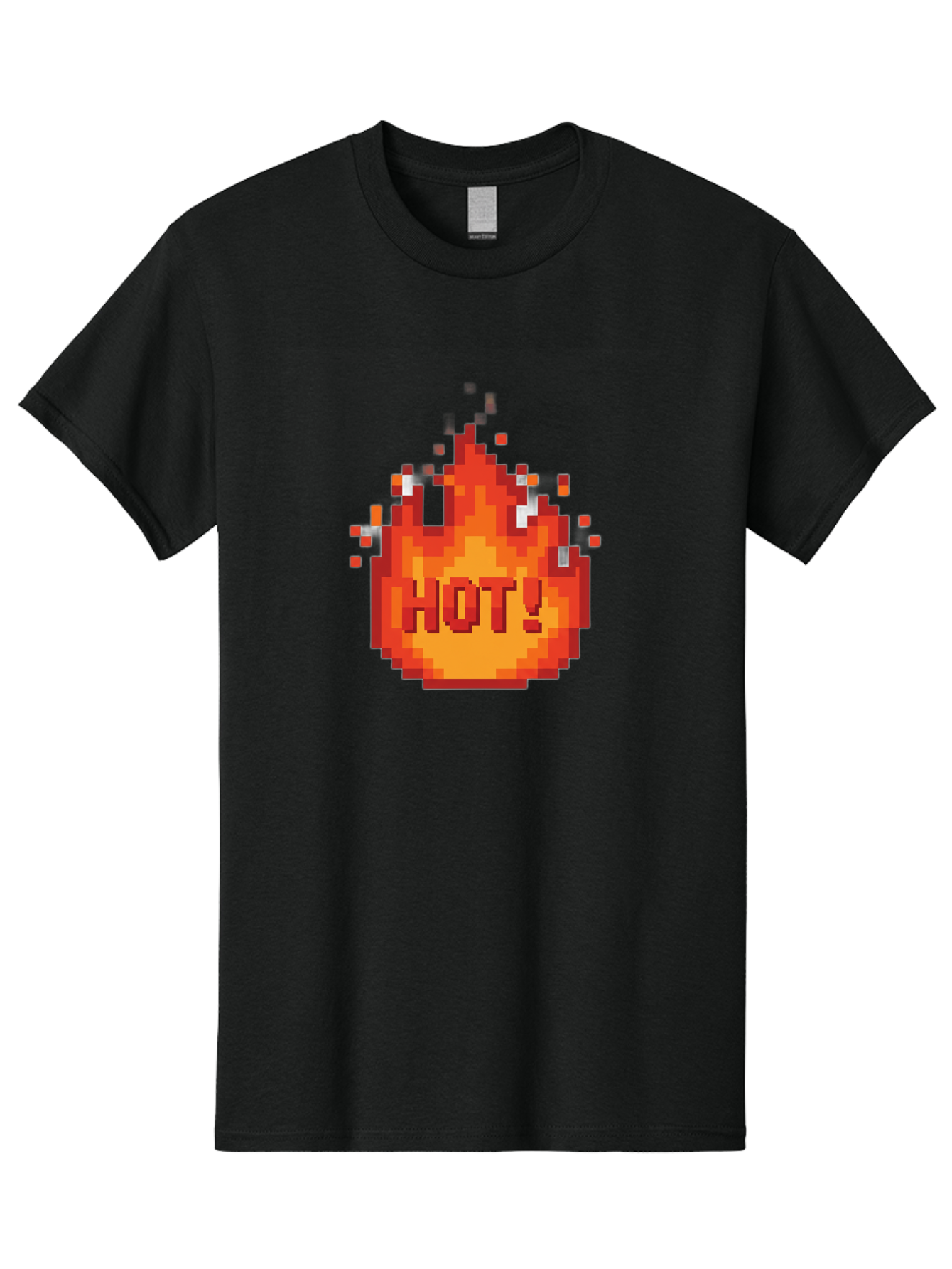 Hot-1 Men'S Graphic Tee, 100% Cotton, Comfortable Casual Summer Wear, Machine Washable, Blazing Fire, Hot Emoji, Burning Flames, Fiery Passion, Intense Heat, Vibrant Graphics, Pixel Art, Retro Style, Digital Graphics Baa797