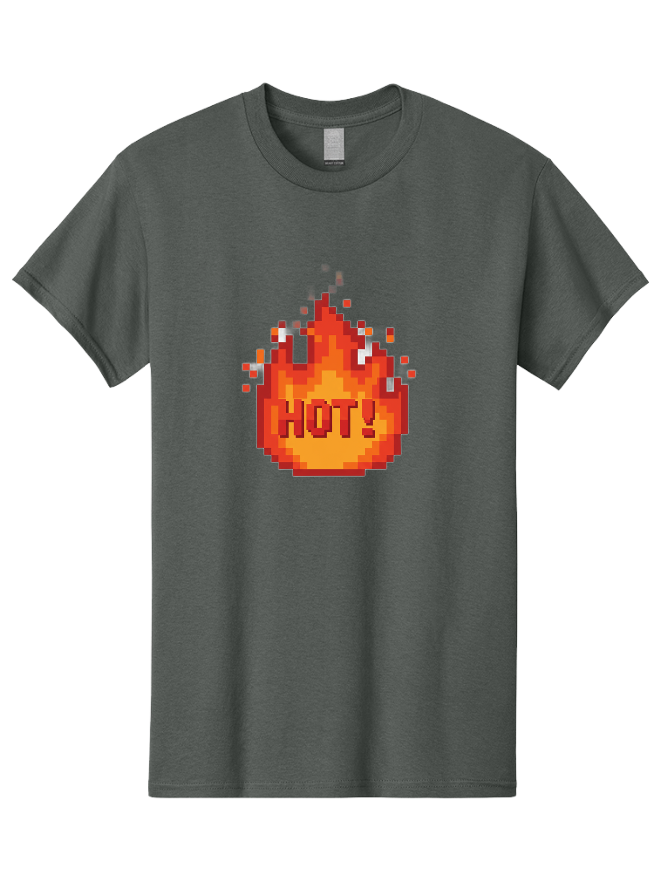 Hot-1 Men'S Graphic Tee, 100% Cotton, Comfortable Casual Summer Wear, Machine Washable, Blazing Fire, Hot Emoji, Burning Flames, Fiery Passion, Intense Heat, Vibrant Graphics, Pixel Art, Retro Style, Digital Graphics Baa797