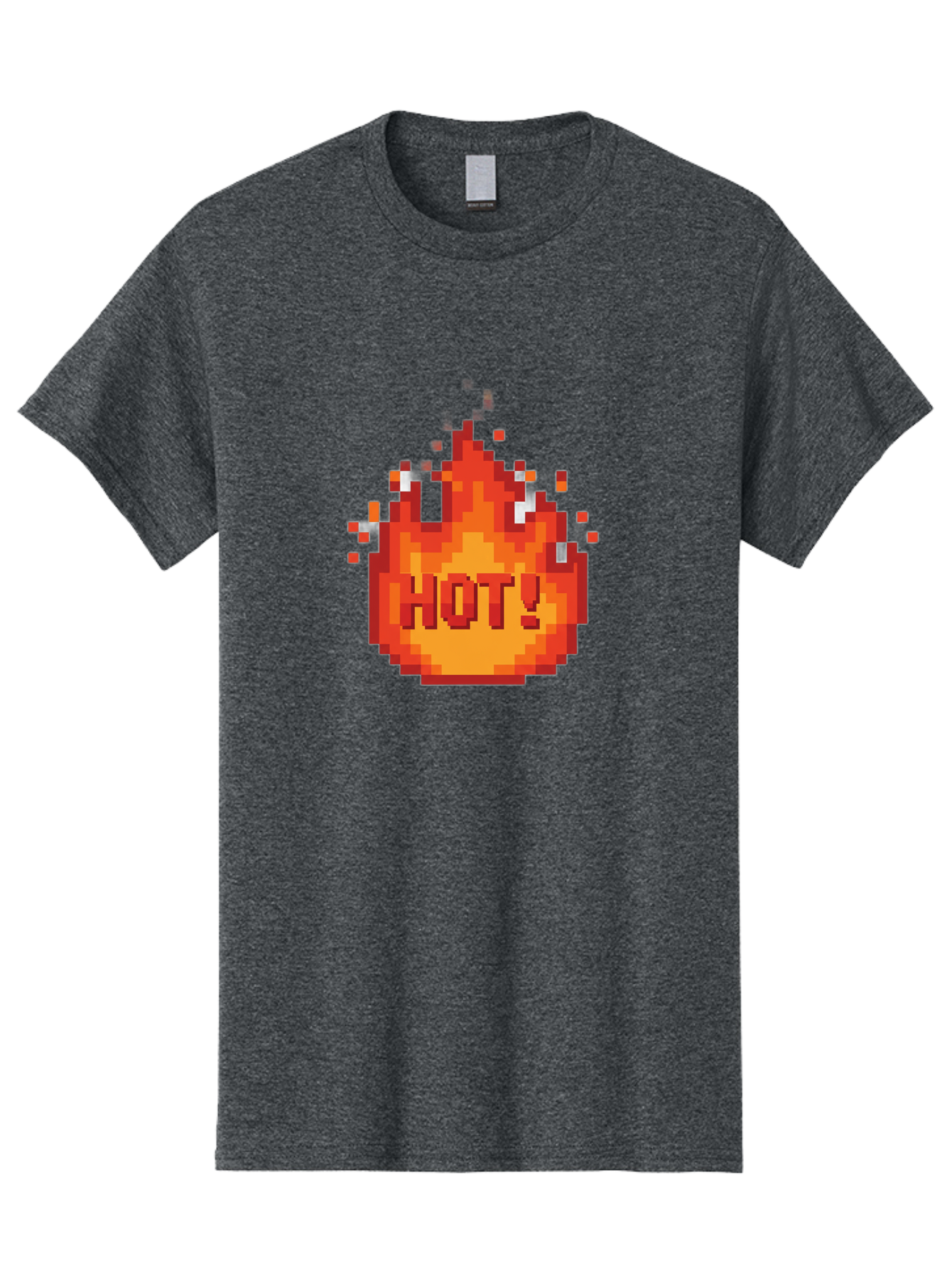 Hot-1 Men'S Graphic Tee, 100% Cotton, Comfortable Casual Summer Wear, Machine Washable, Blazing Fire, Hot Emoji, Burning Flames, Fiery Passion, Intense Heat, Vibrant Graphics, Pixel Art, Retro Style, Digital Graphics Baa797