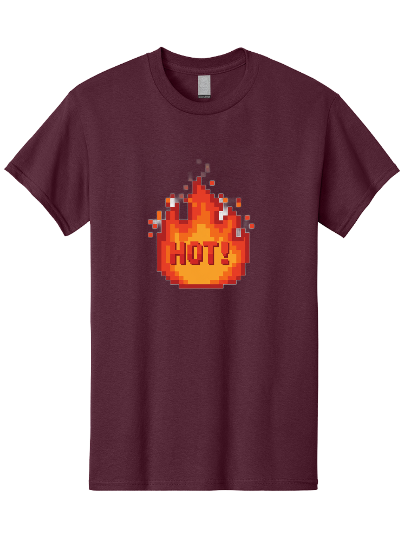 Hot-1 Men'S Graphic Tee, 100% Cotton, Comfortable Casual Summer Wear, Machine Washable, Blazing Fire, Hot Emoji, Burning Flames, Fiery Passion, Intense Heat, Vibrant Graphics, Pixel Art, Retro Style, Digital Graphics Baa797