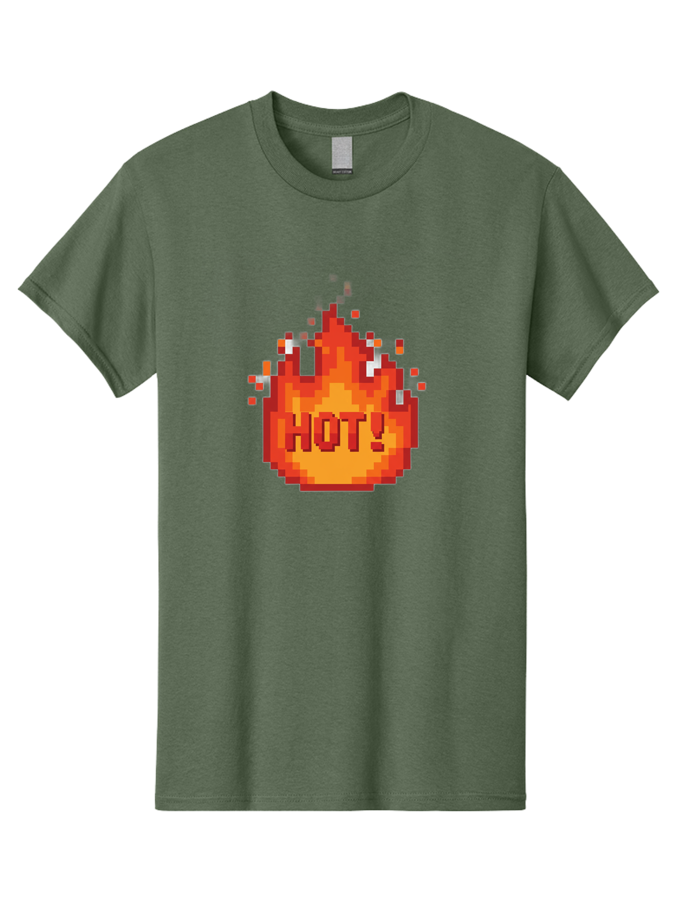 Hot-1 Men'S Graphic Tee, 100% Cotton, Comfortable Casual Summer Wear, Machine Washable, Blazing Fire, Hot Emoji, Burning Flames, Fiery Passion, Intense Heat, Vibrant Graphics, Pixel Art, Retro Style, Digital Graphics Baa797