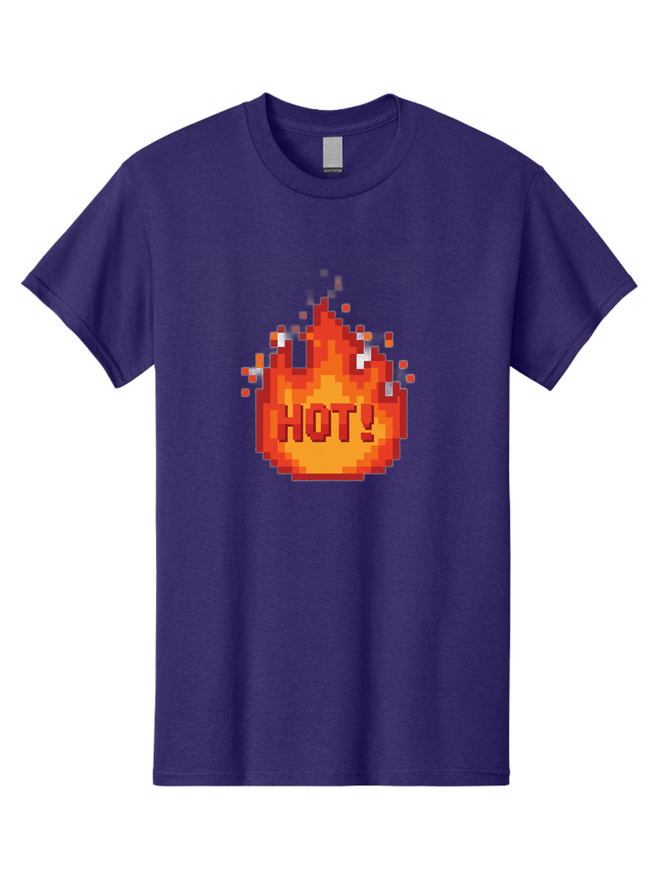 Hot-1 Men'S Graphic Tee, 100% Cotton, Comfortable Casual Summer Wear, Machine Washable, Blazing Fire, Hot Emoji, Burning Flames, Fiery Passion, Intense Heat, Vibrant Graphics, Pixel Art, Retro Style, Digital Graphics Baa797