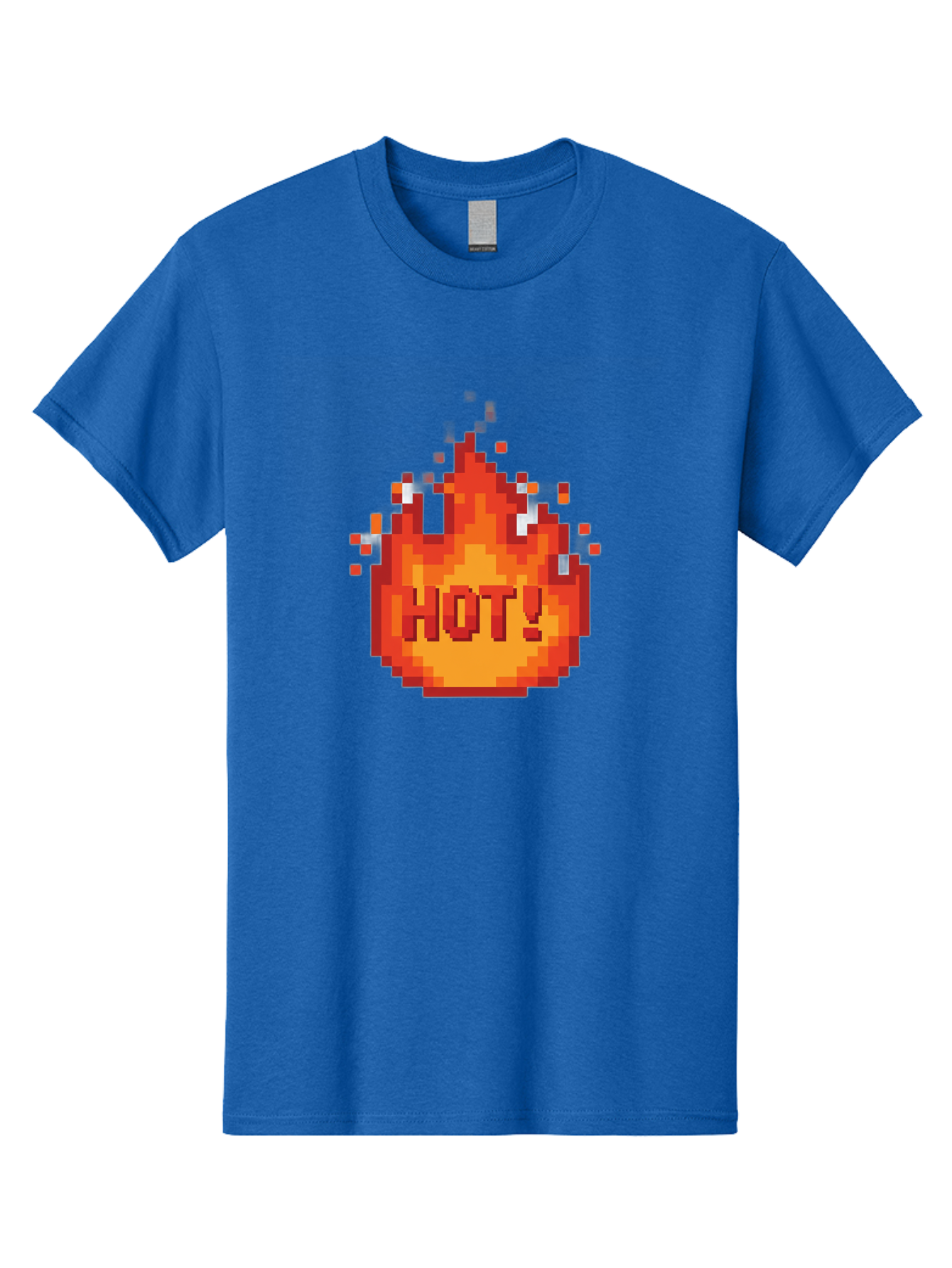 Hot-1 Men'S Graphic Tee, 100% Cotton, Comfortable Casual Summer Wear, Machine Washable, Blazing Fire, Hot Emoji, Burning Flames, Fiery Passion, Intense Heat, Vibrant Graphics, Pixel Art, Retro Style, Digital Graphics Baa797