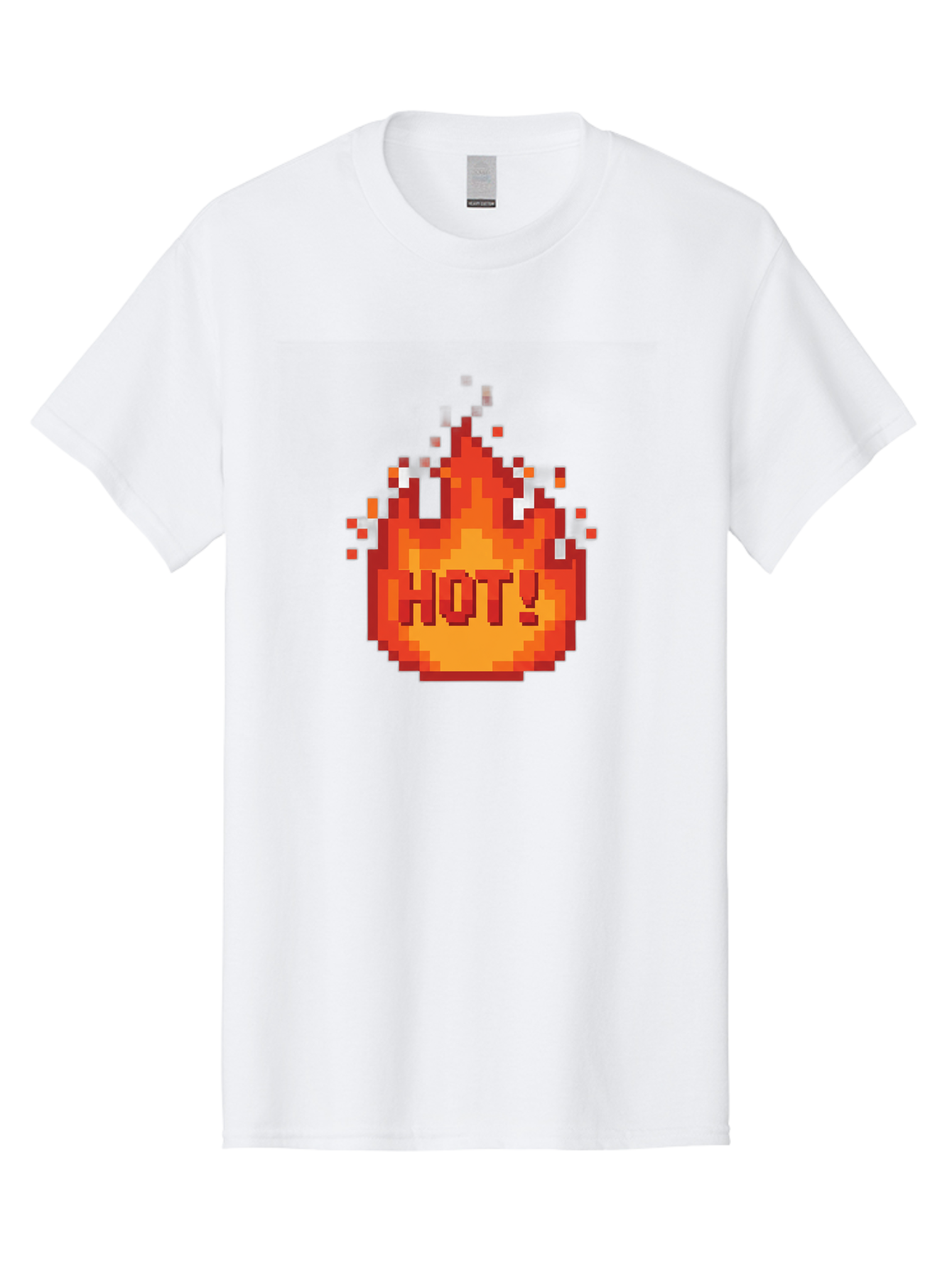 Hot-1 Men'S Graphic Tee, 100% Cotton, Comfortable Casual Summer Wear, Machine Washable, Blazing Fire, Hot Emoji, Burning Flames, Fiery Passion, Intense Heat, Vibrant Graphics, Pixel Art, Retro Style, Digital Graphics Baa797