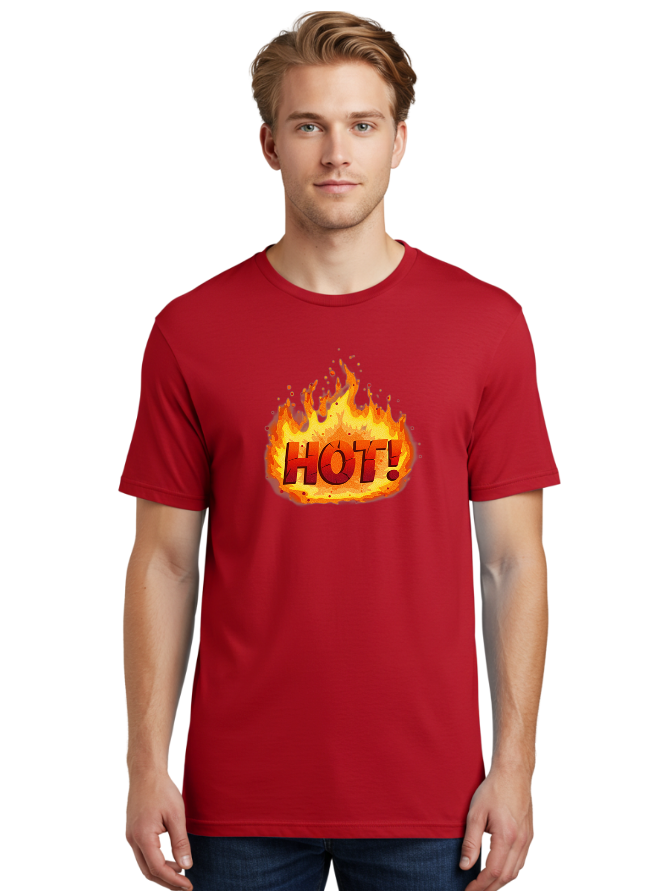 Hot-10 Men'S Graphic Tee, 100% Cotton, Comfortable Casual Summer Wear, Machine Washable, Flaming Text, Hot!, Burning Flames, Bold Font, Fiery Design, Attention-Grabbing Graphic, Intense Illustration, Passionate Visuals, Dramatic Effect Baa798