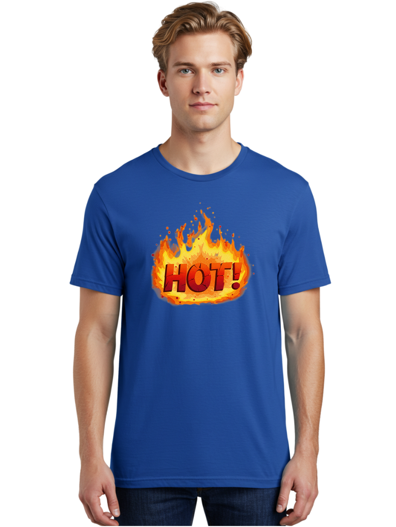 Hot-10 Men'S Graphic Tee, 100% Cotton, Comfortable Casual Summer Wear, Machine Washable, Flaming Text, Hot!, Burning Flames, Bold Font, Fiery Design, Attention-Grabbing Graphic, Intense Illustration, Passionate Visuals, Dramatic Effect Baa798