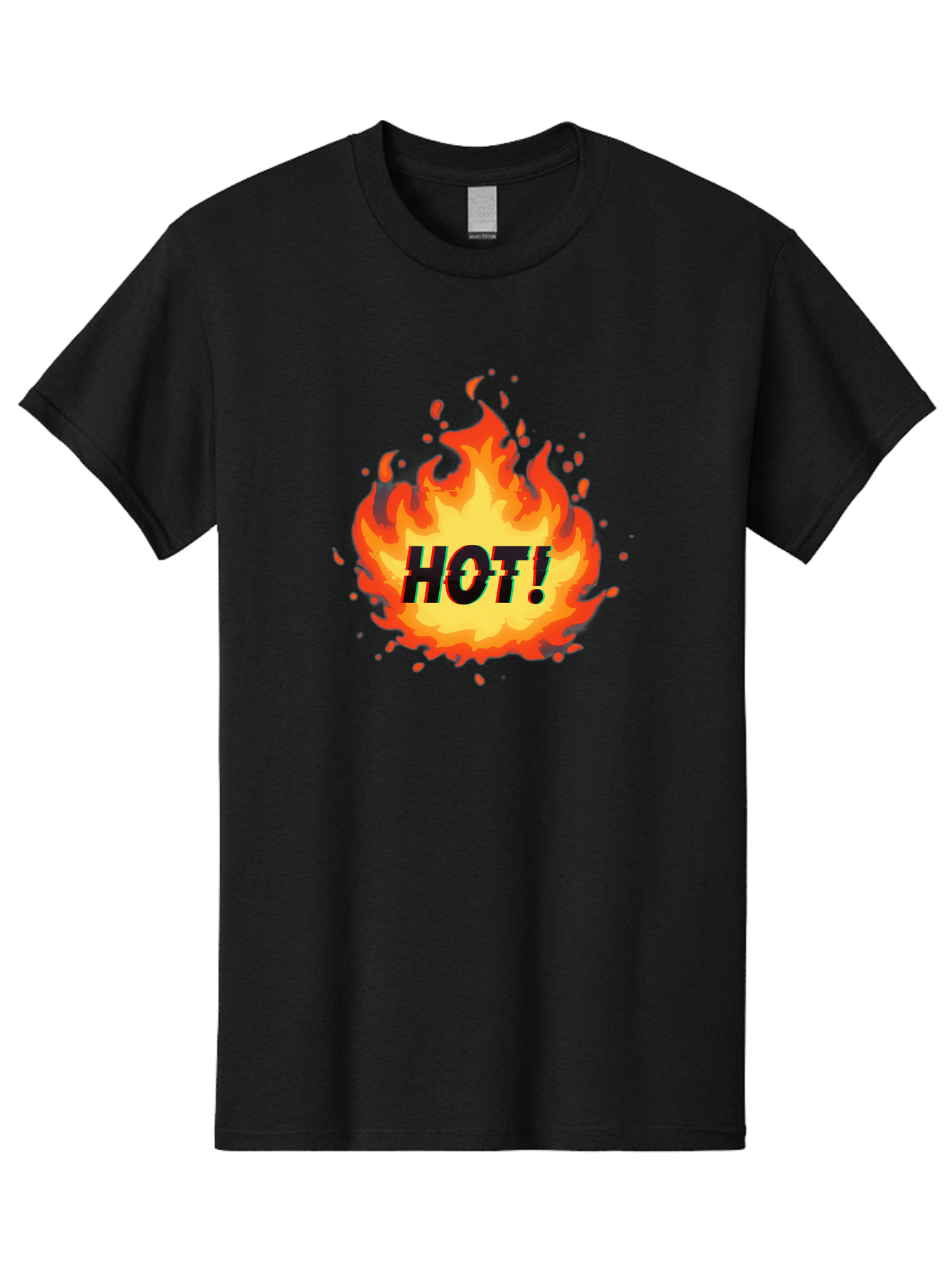 Hot-12 Men'S Graphic Tee, 100% Cotton, Comfortable Casual Summer Wear, Machine Washable, Yellow And Orange Flame, Fire Graphic, Hot Text, Bold Font, Intense Heat, Fiery Illustration, Dramatic Design, Splattered Flames Baa800