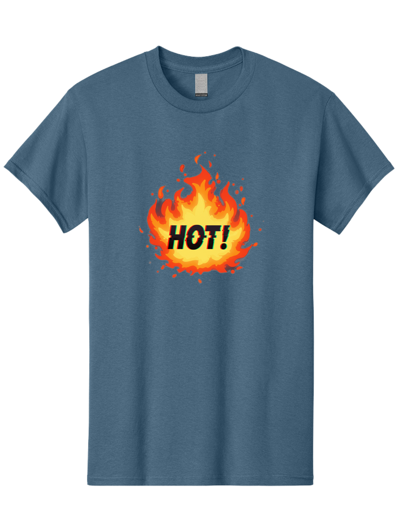 Hot-12 Men'S Graphic Tee, 100% Cotton, Comfortable Casual Summer Wear, Machine Washable, Yellow And Orange Flame, Fire Graphic, Hot Text, Bold Font, Intense Heat, Fiery Illustration, Dramatic Design, Splattered Flames Baa800