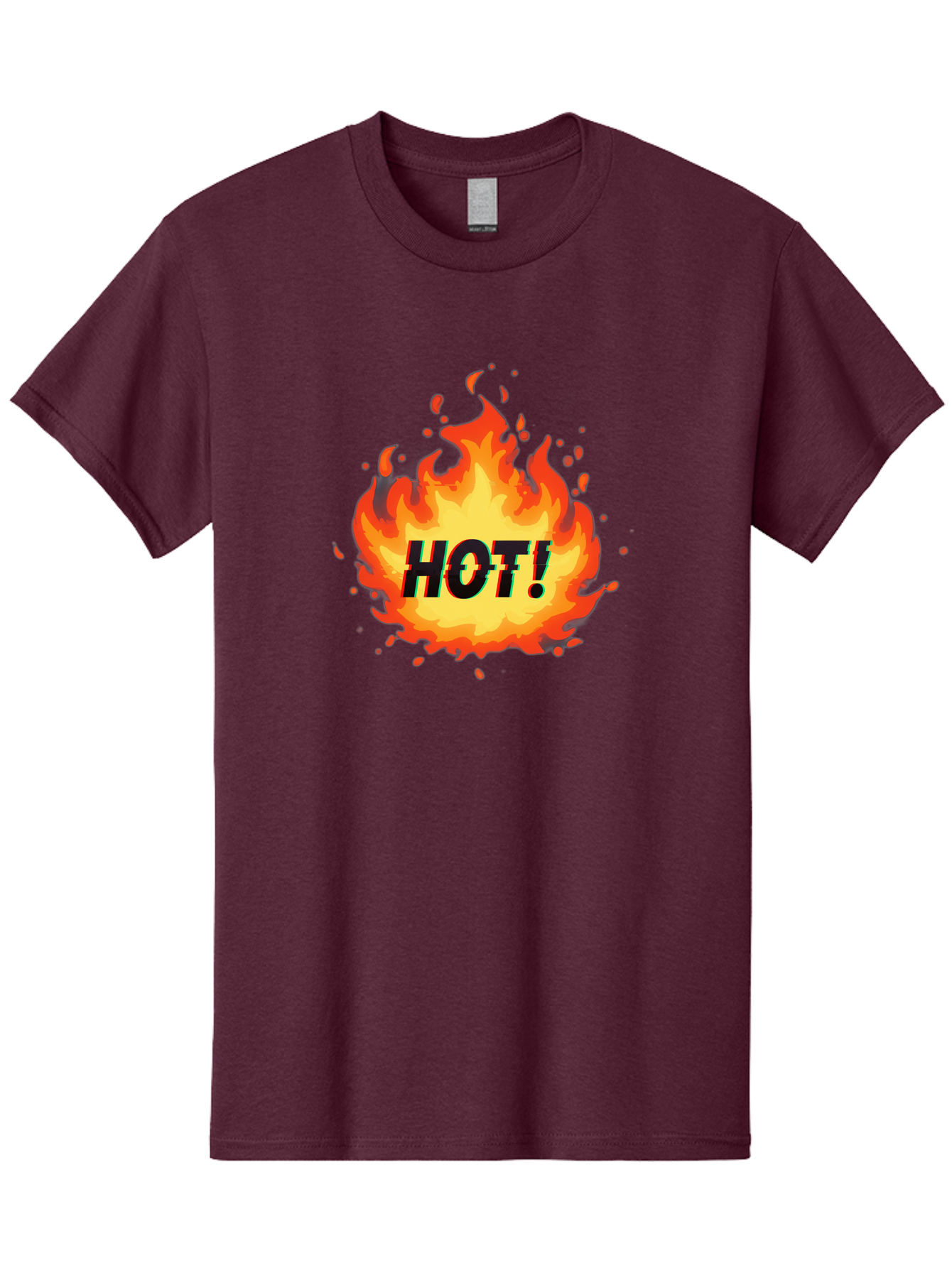 Hot-12 Men'S Graphic Tee, 100% Cotton, Comfortable Casual Summer Wear, Machine Washable, Yellow And Orange Flame, Fire Graphic, Hot Text, Bold Font, Intense Heat, Fiery Illustration, Dramatic Design, Splattered Flames Baa800