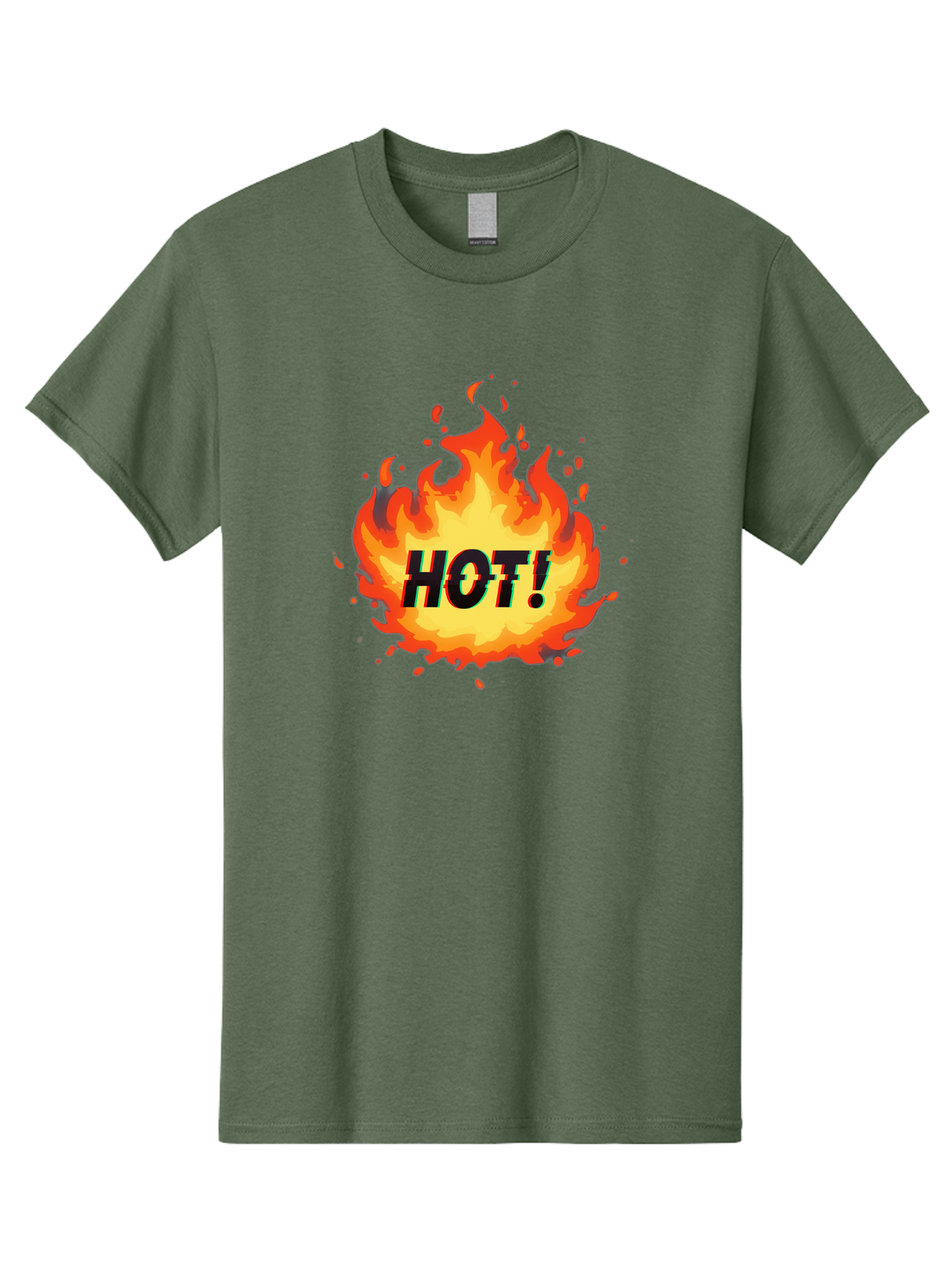 Hot-12 Men'S Graphic Tee, 100% Cotton, Comfortable Casual Summer Wear, Machine Washable, Yellow And Orange Flame, Fire Graphic, Hot Text, Bold Font, Intense Heat, Fiery Illustration, Dramatic Design, Splattered Flames Baa800