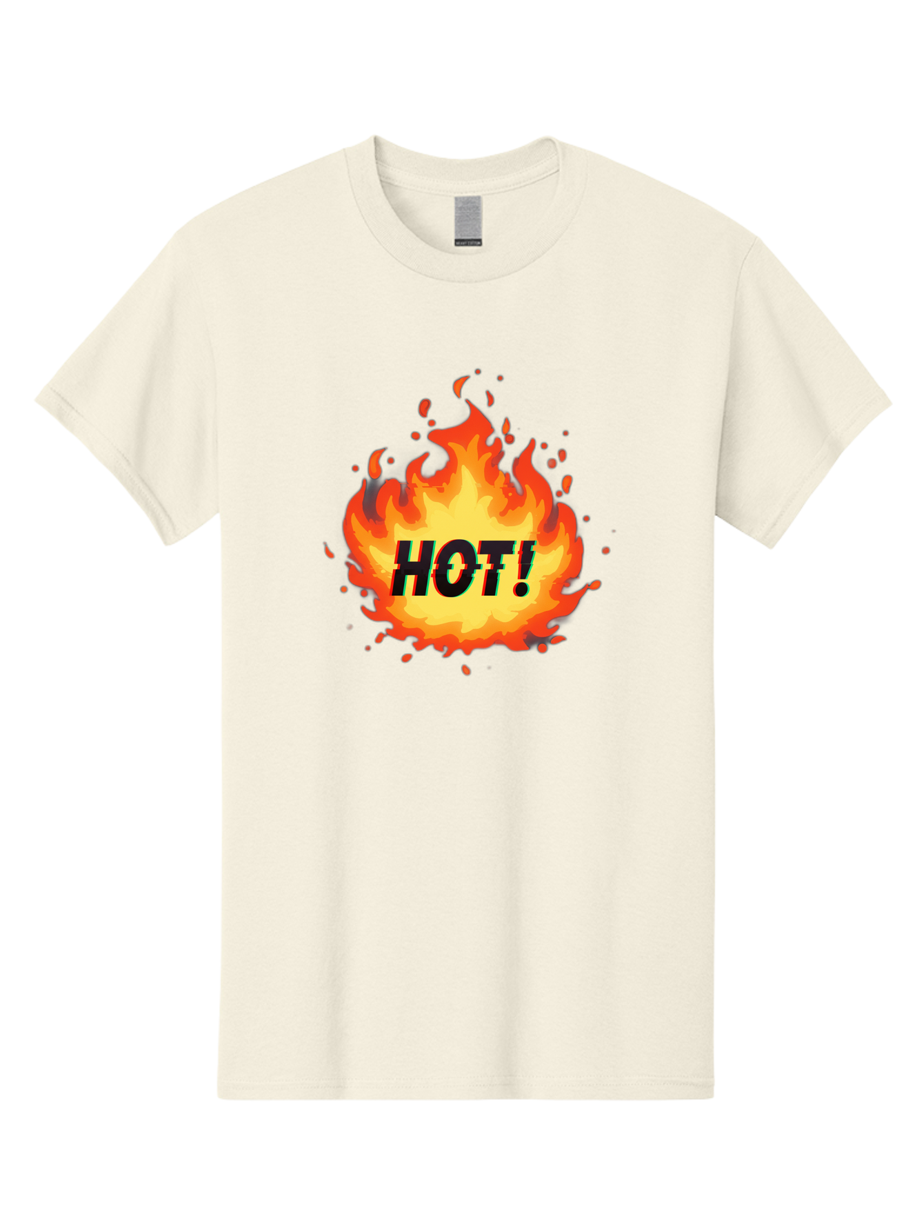 Hot-12 Men'S Graphic Tee, 100% Cotton, Comfortable Casual Summer Wear, Machine Washable, Yellow And Orange Flame, Fire Graphic, Hot Text, Bold Font, Intense Heat, Fiery Illustration, Dramatic Design, Splattered Flames Baa800