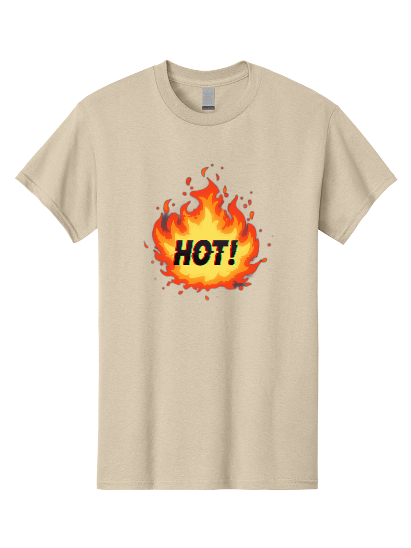 Hot-12 Men'S Graphic Tee, 100% Cotton, Comfortable Casual Summer Wear, Machine Washable, Yellow And Orange Flame, Fire Graphic, Hot Text, Bold Font, Intense Heat, Fiery Illustration, Dramatic Design, Splattered Flames Baa800