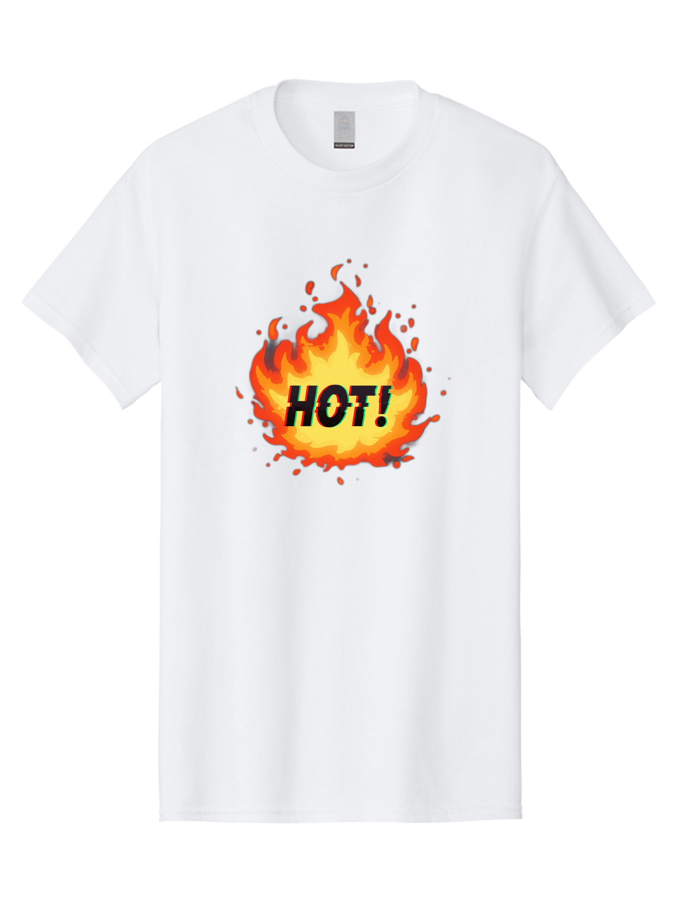 Hot-12 Men'S Graphic Tee, 100% Cotton, Comfortable Casual Summer Wear, Machine Washable, Yellow And Orange Flame, Fire Graphic, Hot Text, Bold Font, Intense Heat, Fiery Illustration, Dramatic Design, Splattered Flames Baa800