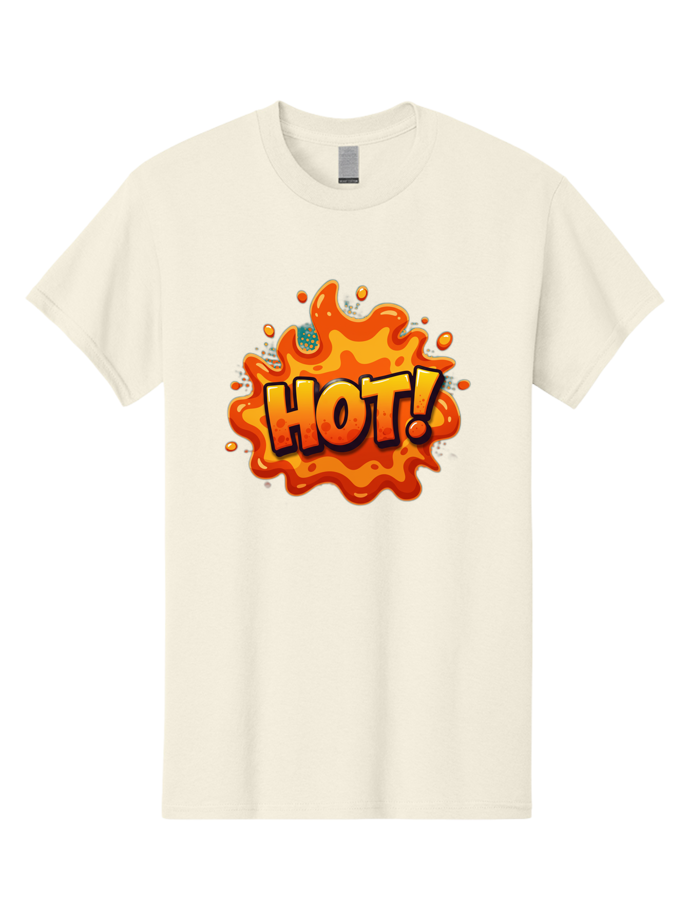 Hot-2 Men'S Graphic Tee, 100% Cotton, Comfortable Casual Summer Wear, Machine Washable, Hot Sauce, Spicy Food, Cartoon Style, Vibrant Colors, Splattered Design, Condiment, Bold Typography, Animated Art Baa801