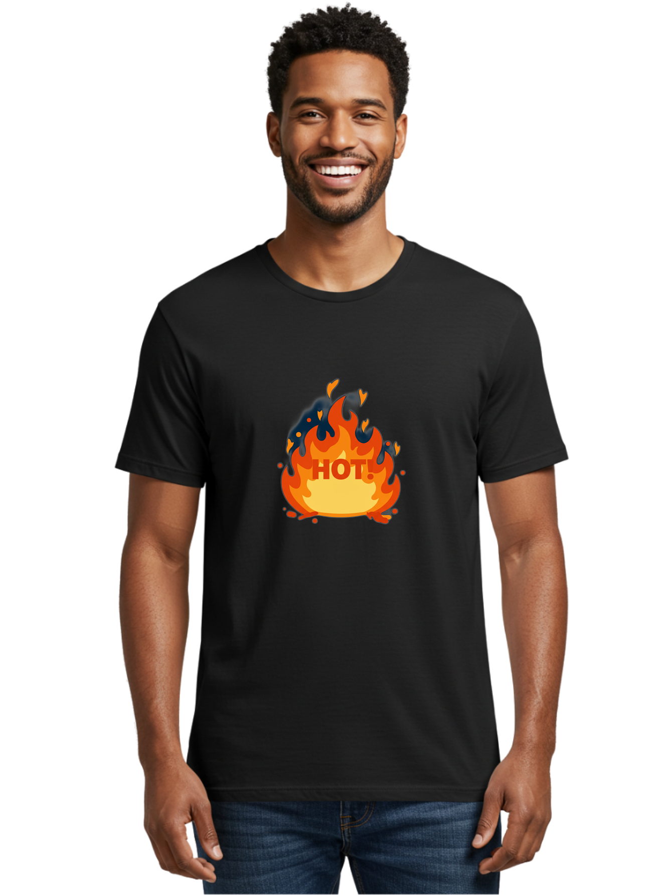 Hot-3 Men'S Graphic Tee, 100% Cotton, Comfortable Casual Summer Wear, Machine Washable, Fire Flames, Hot Graphic, Vibrant Design, Bold Typography, Fiery Elements, Passionate Icon, Trendy Illustration, Energetic Artwork, Baa802