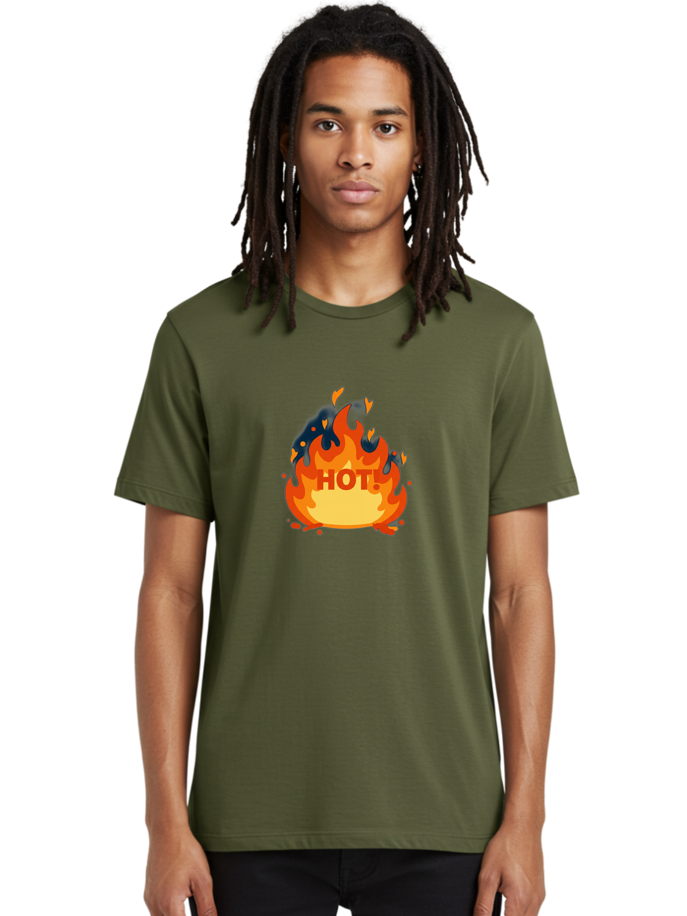 Hot-3 Men'S Graphic Tee, 100% Cotton, Comfortable Casual Summer Wear, Machine Washable, Fire Flames, Hot Graphic, Vibrant Design, Bold Typography, Fiery Elements, Passionate Icon, Trendy Illustration, Energetic Artwork, Baa802