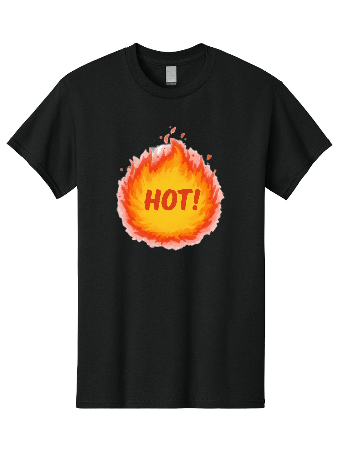 Hot-5 Men'S Graphic Tee, 100% Cotton, Comfortable Casual Summer Wear, Machine Washable, Fireball Graphic, Burning Flames, Hot Trending Topic, Fiery Passion, Intense Heat, Bold Red Letters, Vibrant Colors, Energetic Vibe, Baa804