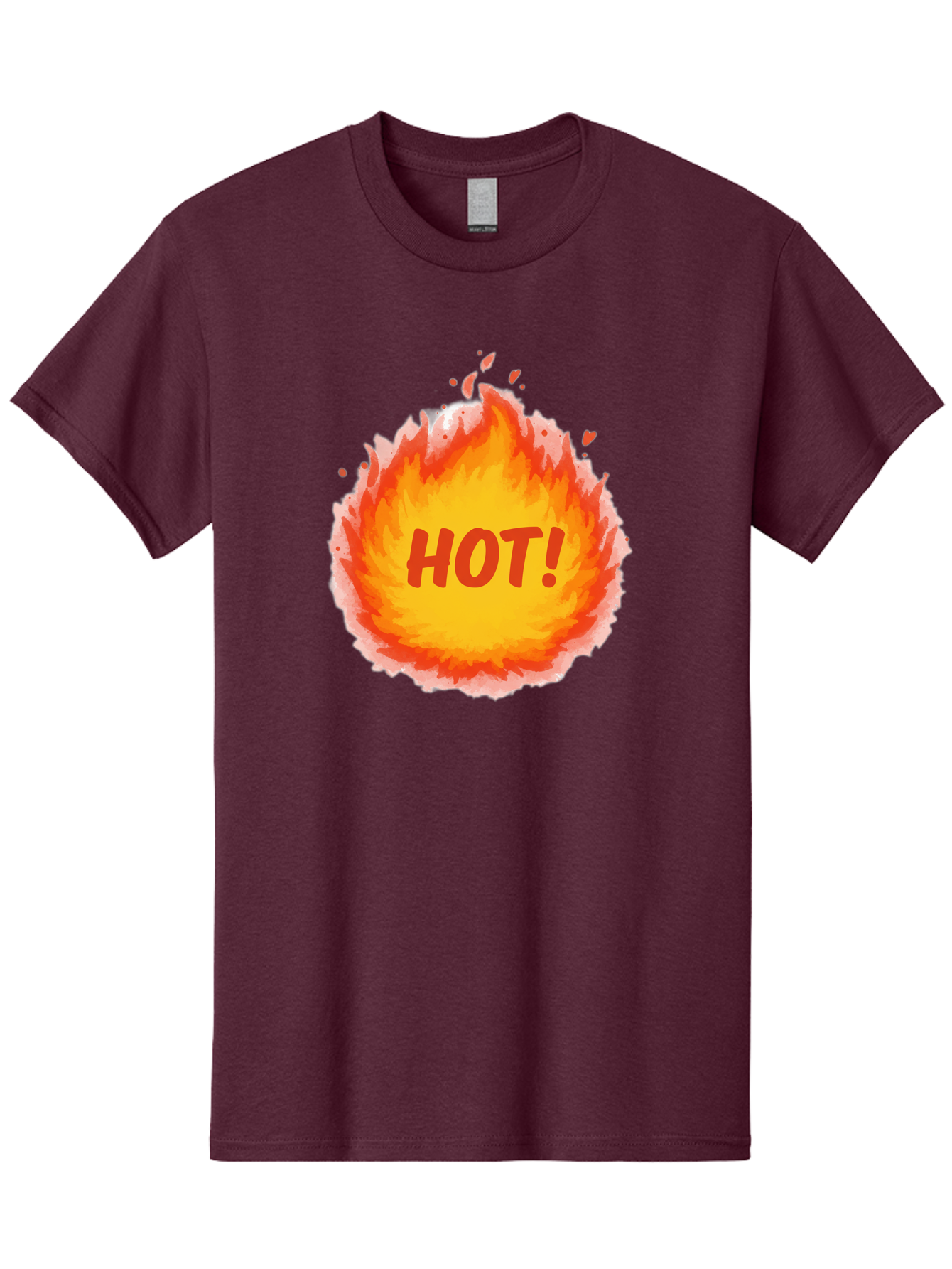 Hot-5 Men'S Graphic Tee, 100% Cotton, Comfortable Casual Summer Wear, Machine Washable, Fireball Graphic, Burning Flames, Hot Trending Topic, Fiery Passion, Intense Heat, Bold Red Letters, Vibrant Colors, Energetic Vibe, Baa804