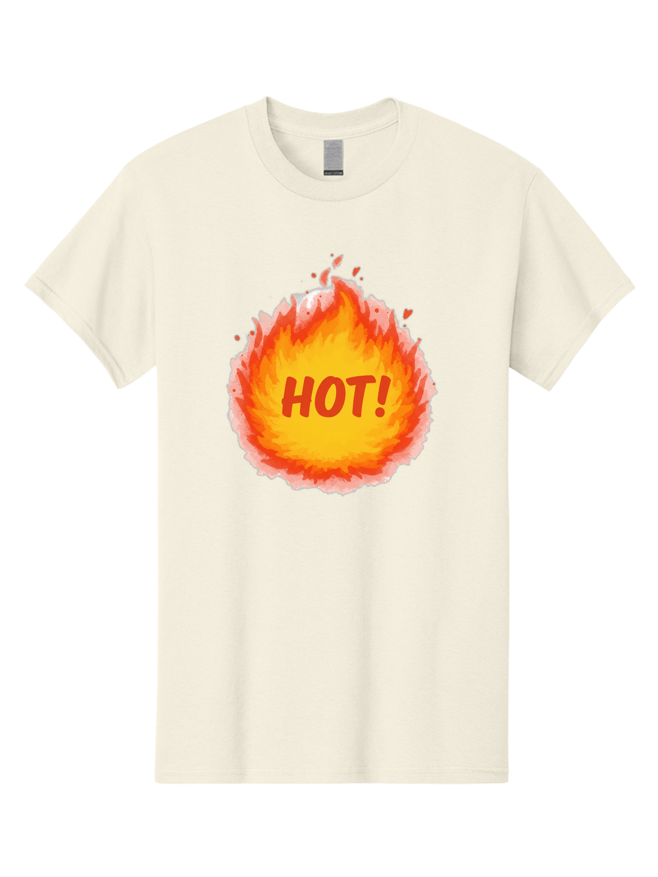 Hot-5 Men'S Graphic Tee, 100% Cotton, Comfortable Casual Summer Wear, Machine Washable, Fireball Graphic, Burning Flames, Hot Trending Topic, Fiery Passion, Intense Heat, Bold Red Letters, Vibrant Colors, Energetic Vibe, Baa804