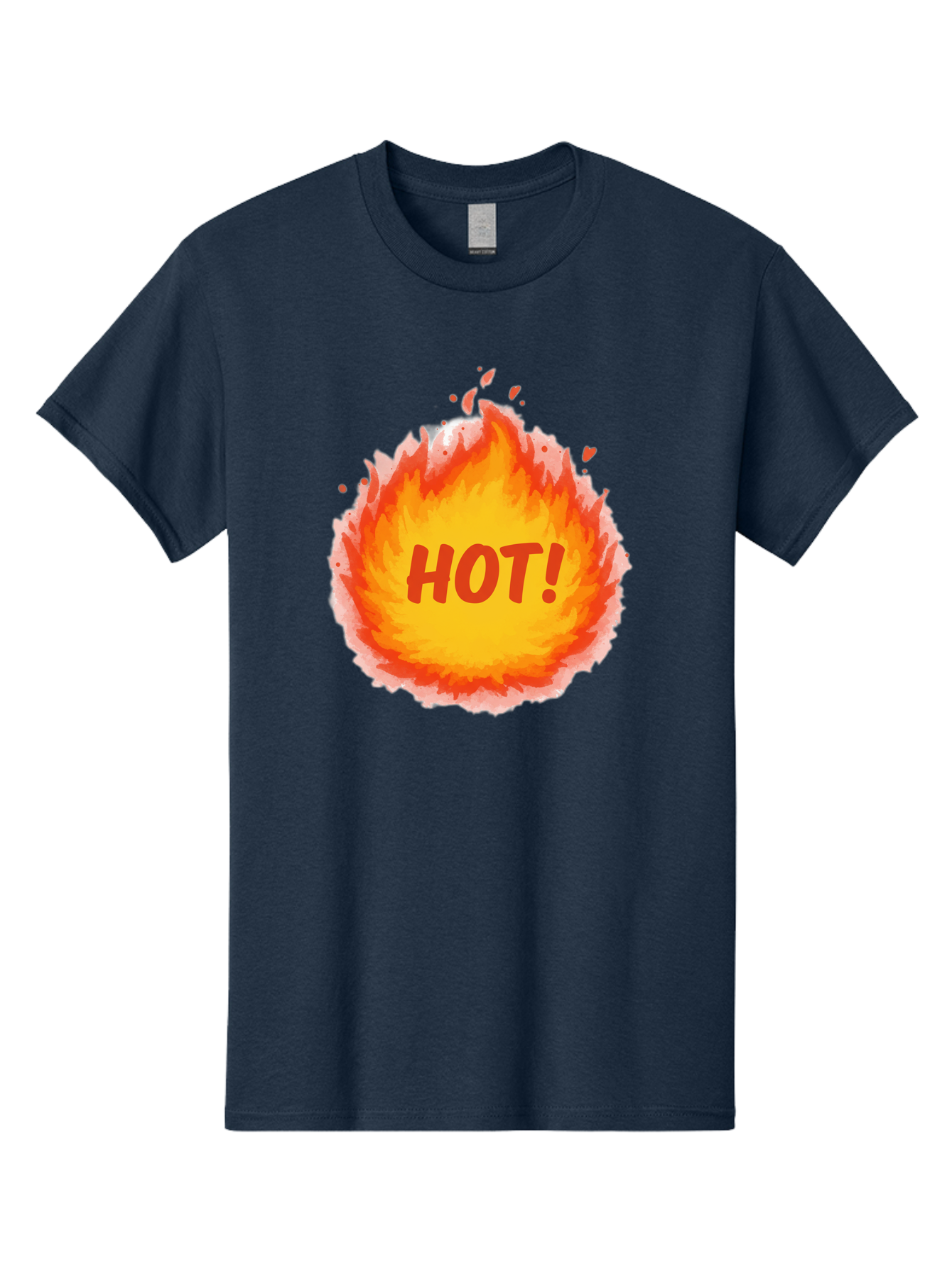 Hot-5 Men'S Graphic Tee, 100% Cotton, Comfortable Casual Summer Wear, Machine Washable, Fireball Graphic, Burning Flames, Hot Trending Topic, Fiery Passion, Intense Heat, Bold Red Letters, Vibrant Colors, Energetic Vibe, Baa804