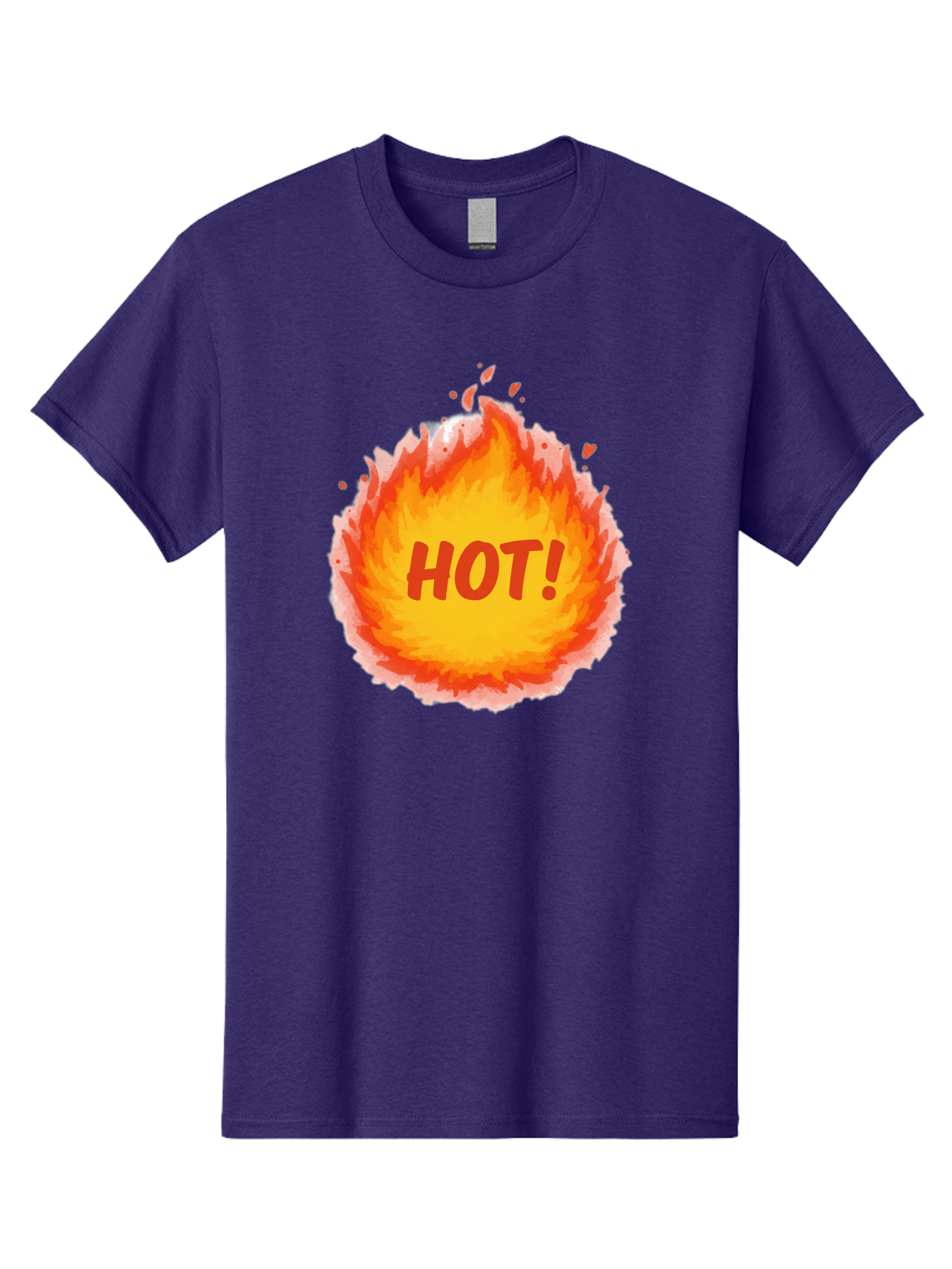 Hot-5 Men'S Graphic Tee, 100% Cotton, Comfortable Casual Summer Wear, Machine Washable, Fireball Graphic, Burning Flames, Hot Trending Topic, Fiery Passion, Intense Heat, Bold Red Letters, Vibrant Colors, Energetic Vibe, Baa804