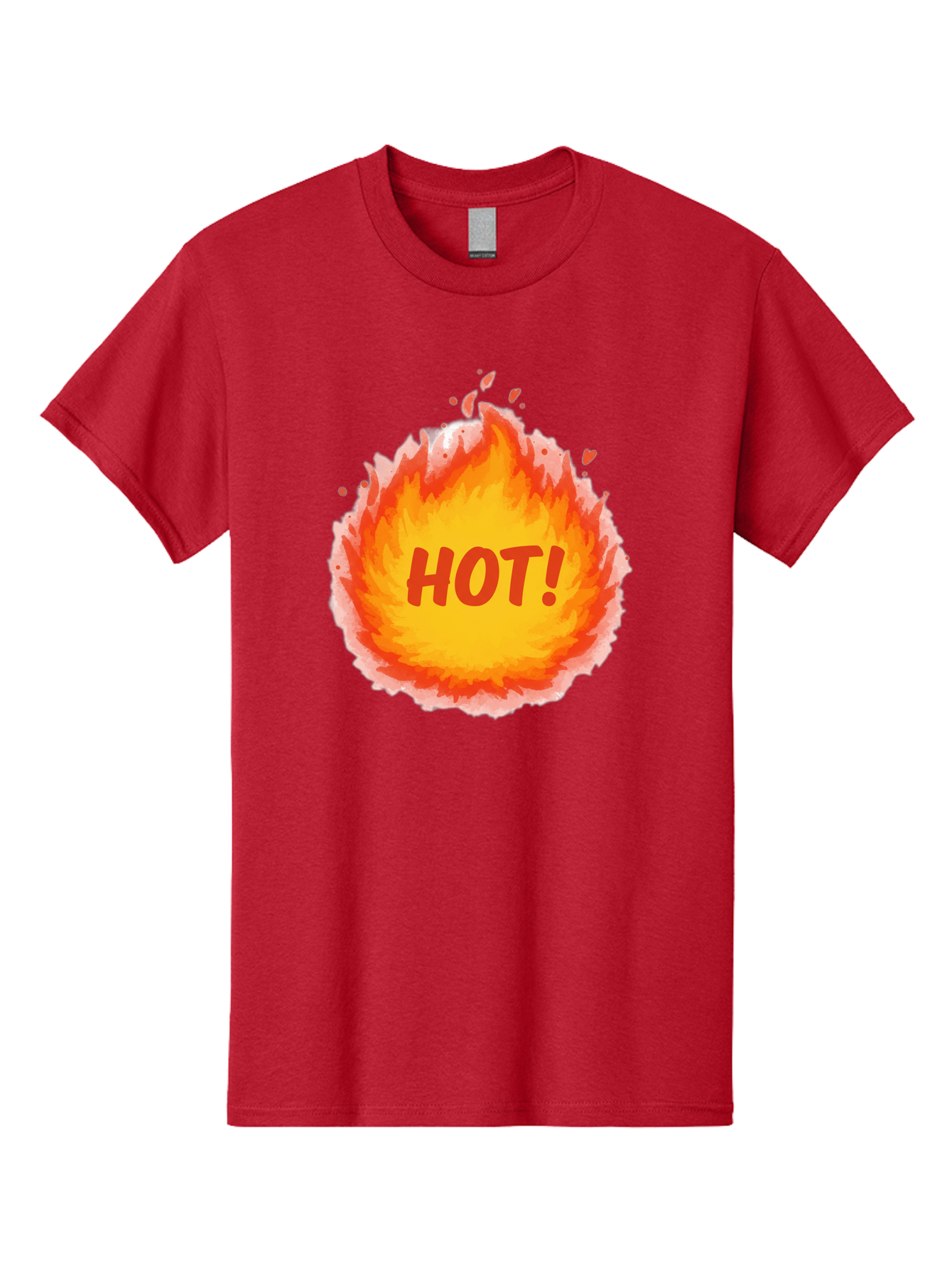 Hot-5 Men'S Graphic Tee, 100% Cotton, Comfortable Casual Summer Wear, Machine Washable, Fireball Graphic, Burning Flames, Hot Trending Topic, Fiery Passion, Intense Heat, Bold Red Letters, Vibrant Colors, Energetic Vibe, Baa804