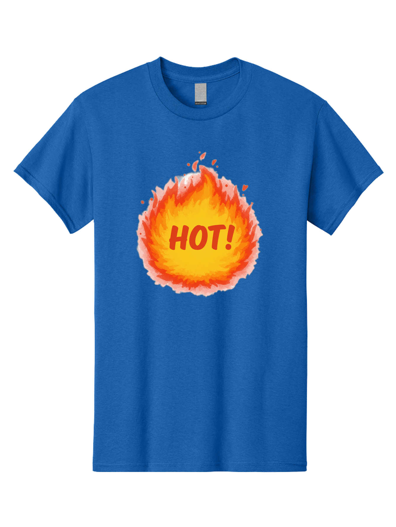 Hot-5 Men'S Graphic Tee, 100% Cotton, Comfortable Casual Summer Wear, Machine Washable, Fireball Graphic, Burning Flames, Hot Trending Topic, Fiery Passion, Intense Heat, Bold Red Letters, Vibrant Colors, Energetic Vibe, Baa804