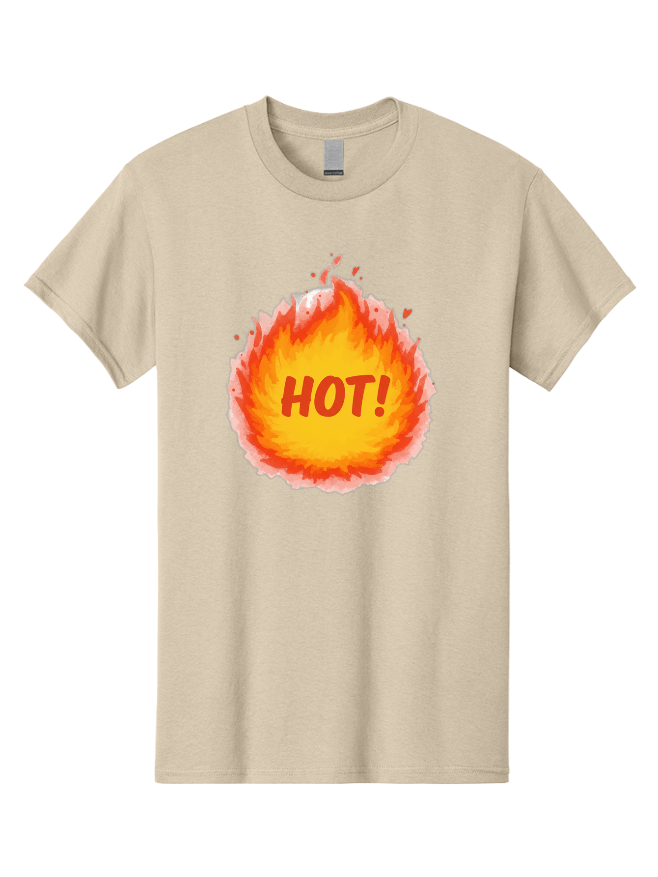 Hot-5 Men'S Graphic Tee, 100% Cotton, Comfortable Casual Summer Wear, Machine Washable, Fireball Graphic, Burning Flames, Hot Trending Topic, Fiery Passion, Intense Heat, Bold Red Letters, Vibrant Colors, Energetic Vibe, Baa804