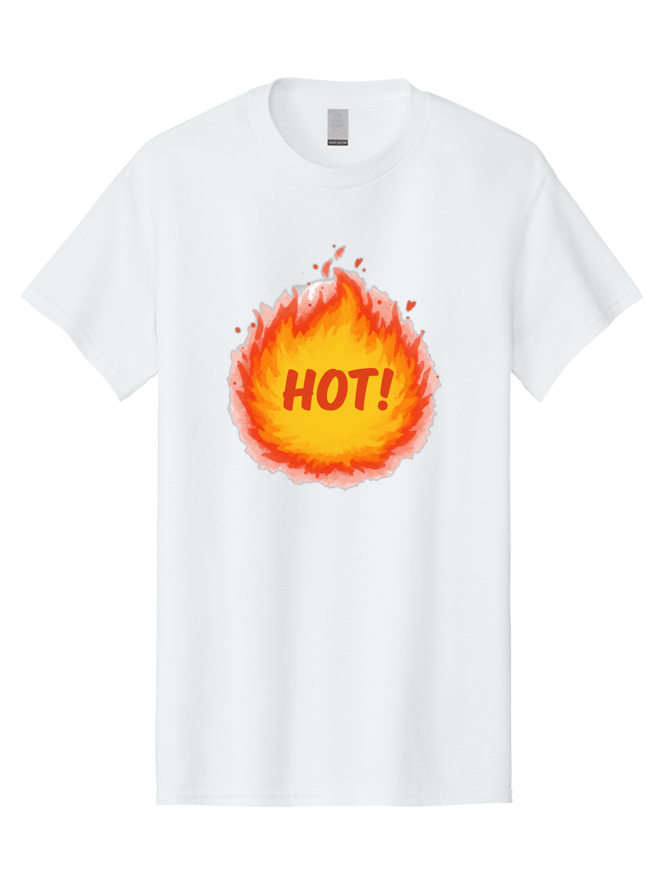 Hot-5 Men'S Graphic Tee, 100% Cotton, Comfortable Casual Summer Wear, Machine Washable, Fireball Graphic, Burning Flames, Hot Trending Topic, Fiery Passion, Intense Heat, Bold Red Letters, Vibrant Colors, Energetic Vibe, Baa804