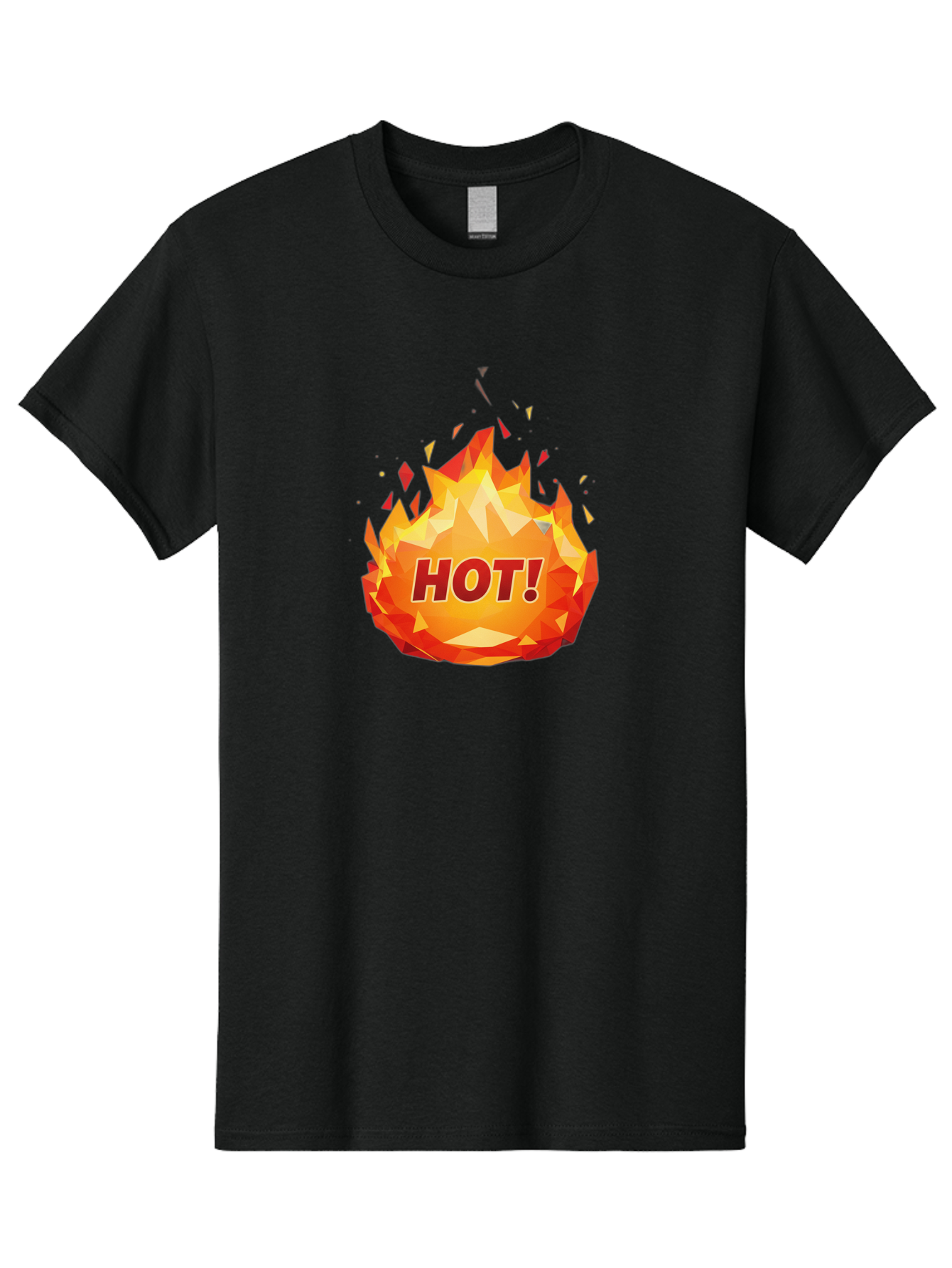 Hot-6 Men'S Graphic Tee, 100% Cotton, Comfortable Casual Summer Wear, Machine Washable, Hot Badge, Fiery Emblem, Orange Flames, Bold Text, Hot!, Burning Effect, Vibrant Graphics, Attention-Grabbing Design, Fiery Graphics, Explosive Badge Baa805