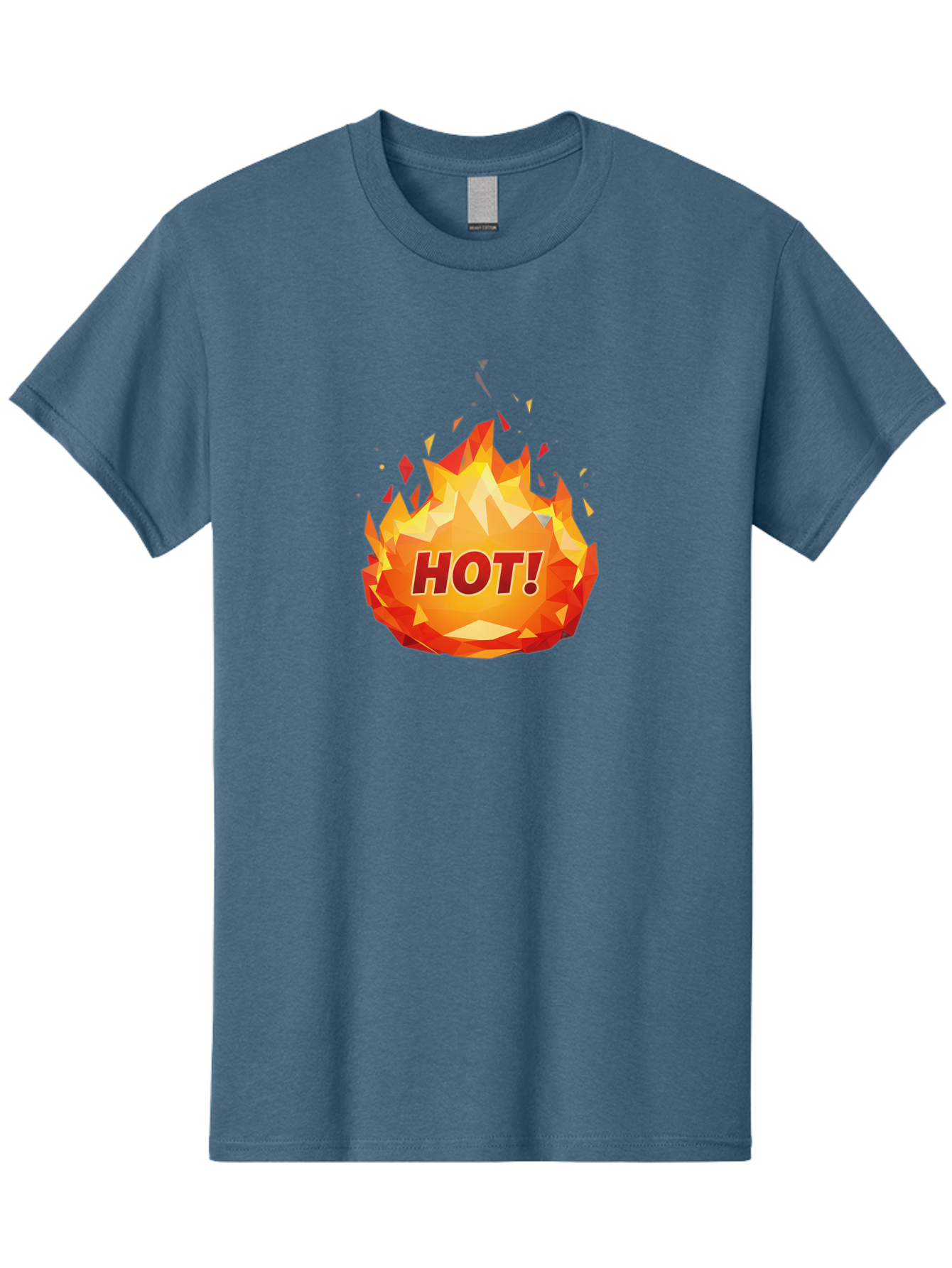 Hot-6 Men'S Graphic Tee, 100% Cotton, Comfortable Casual Summer Wear, Machine Washable, Hot Badge, Fiery Emblem, Orange Flames, Bold Text, Hot!, Burning Effect, Vibrant Graphics, Attention-Grabbing Design, Fiery Graphics, Explosive Badge Baa805