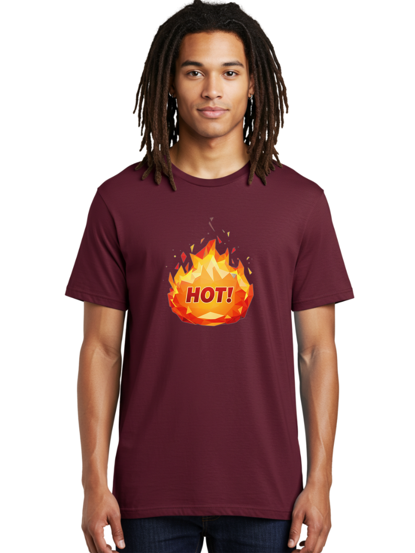 Hot-6 Men'S Graphic Tee, 100% Cotton, Comfortable Casual Summer Wear, Machine Washable, Hot Badge, Fiery Emblem, Orange Flames, Bold Text, Hot!, Burning Effect, Vibrant Graphics, Attention-Grabbing Design, Fiery Graphics, Explosive Badge Baa805