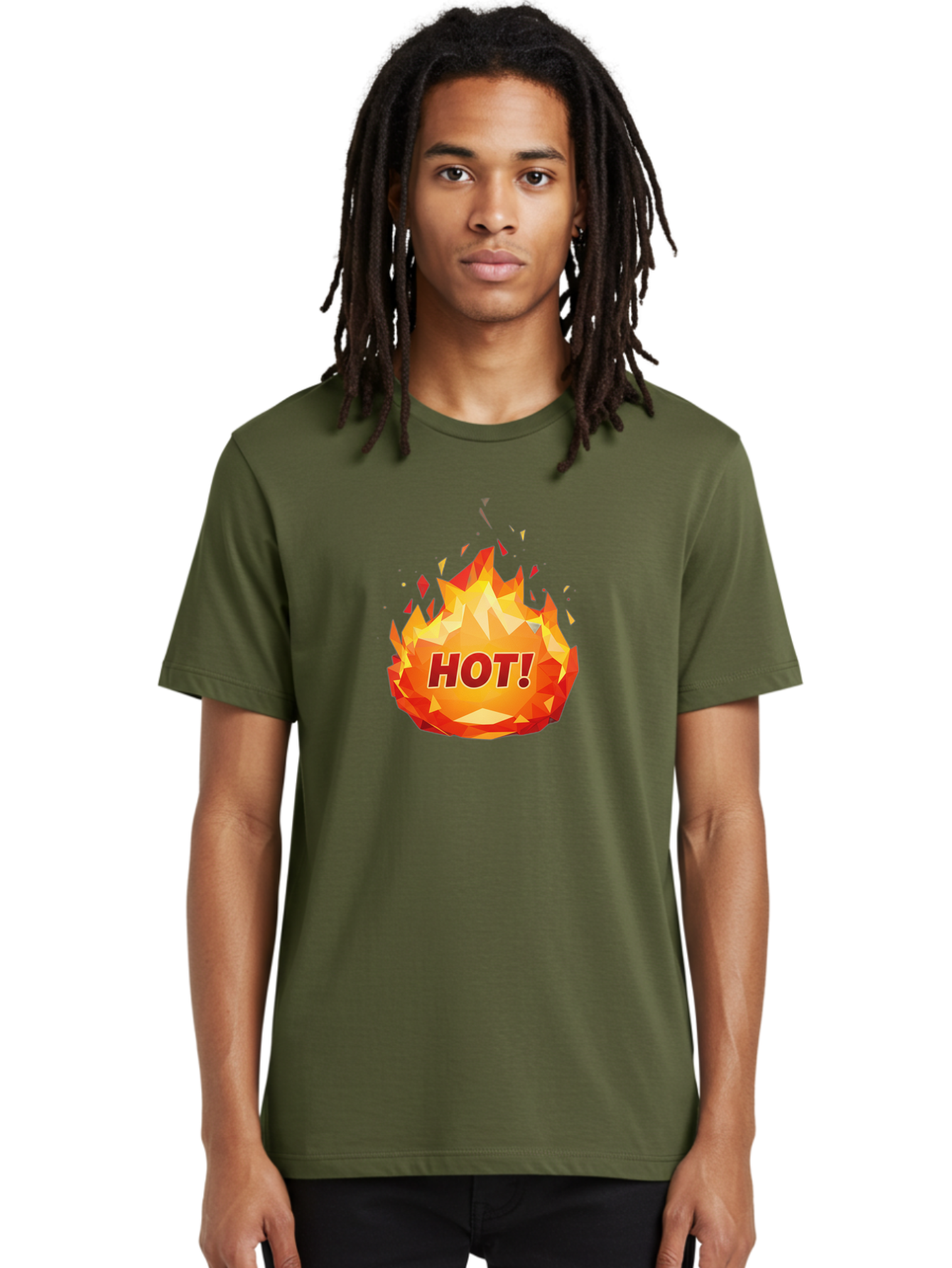 Hot-6 Men'S Graphic Tee, 100% Cotton, Comfortable Casual Summer Wear, Machine Washable, Hot Badge, Fiery Emblem, Orange Flames, Bold Text, Hot!, Burning Effect, Vibrant Graphics, Attention-Grabbing Design, Fiery Graphics, Explosive Badge Baa805