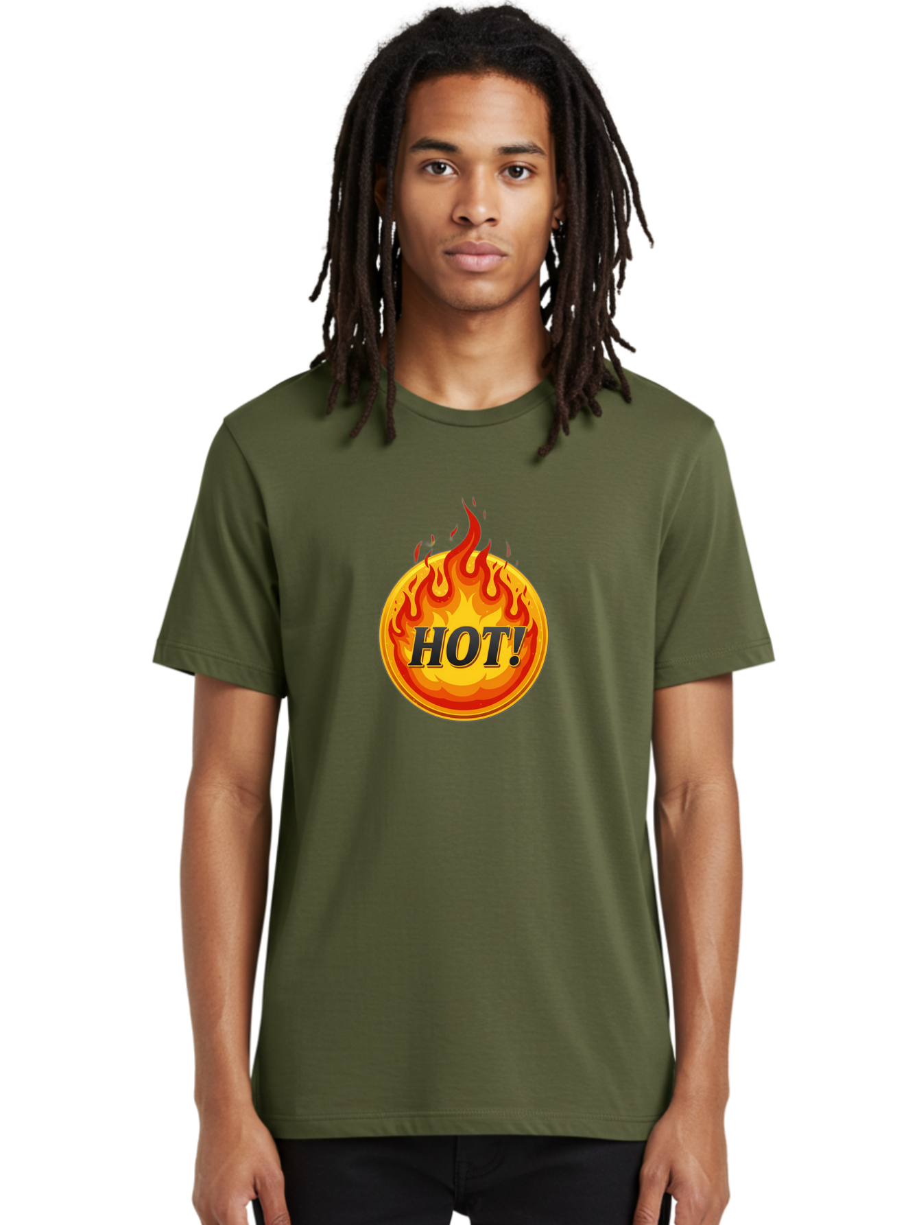 Hot-7 Men'S Graphic Tee, 100% Cotton, Comfortable Casual Summer Wear, Machine Washable, Flame Design, Fiery Graphic, Hot Item, Bold Typography, Fiery Theme, Hot! Text, Vibrant Colors, Energetic Vibe, Dynamic Illustration Baa806