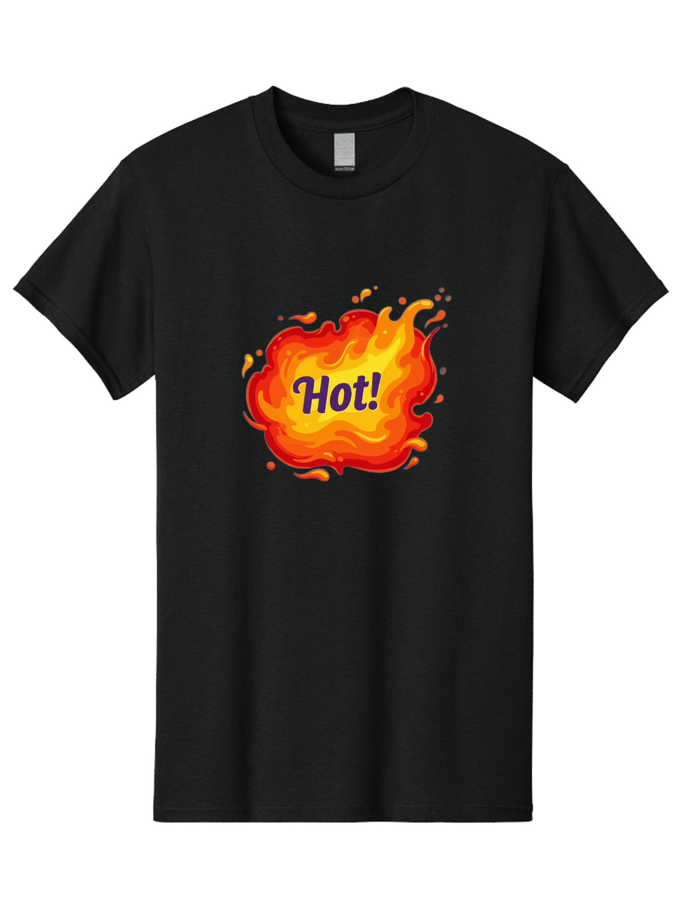 Hot-8 Men'S Graphic Tee, 100% Cotton, Comfortable Casual Summer Wear, Machine Washable, Hot!, Fiery Splatter, Vibrant Colors, Energetic Design, Attention-Grabbing Graphic, Bold Typography, Flames, Splashes, Dynamic Illustration Baa807