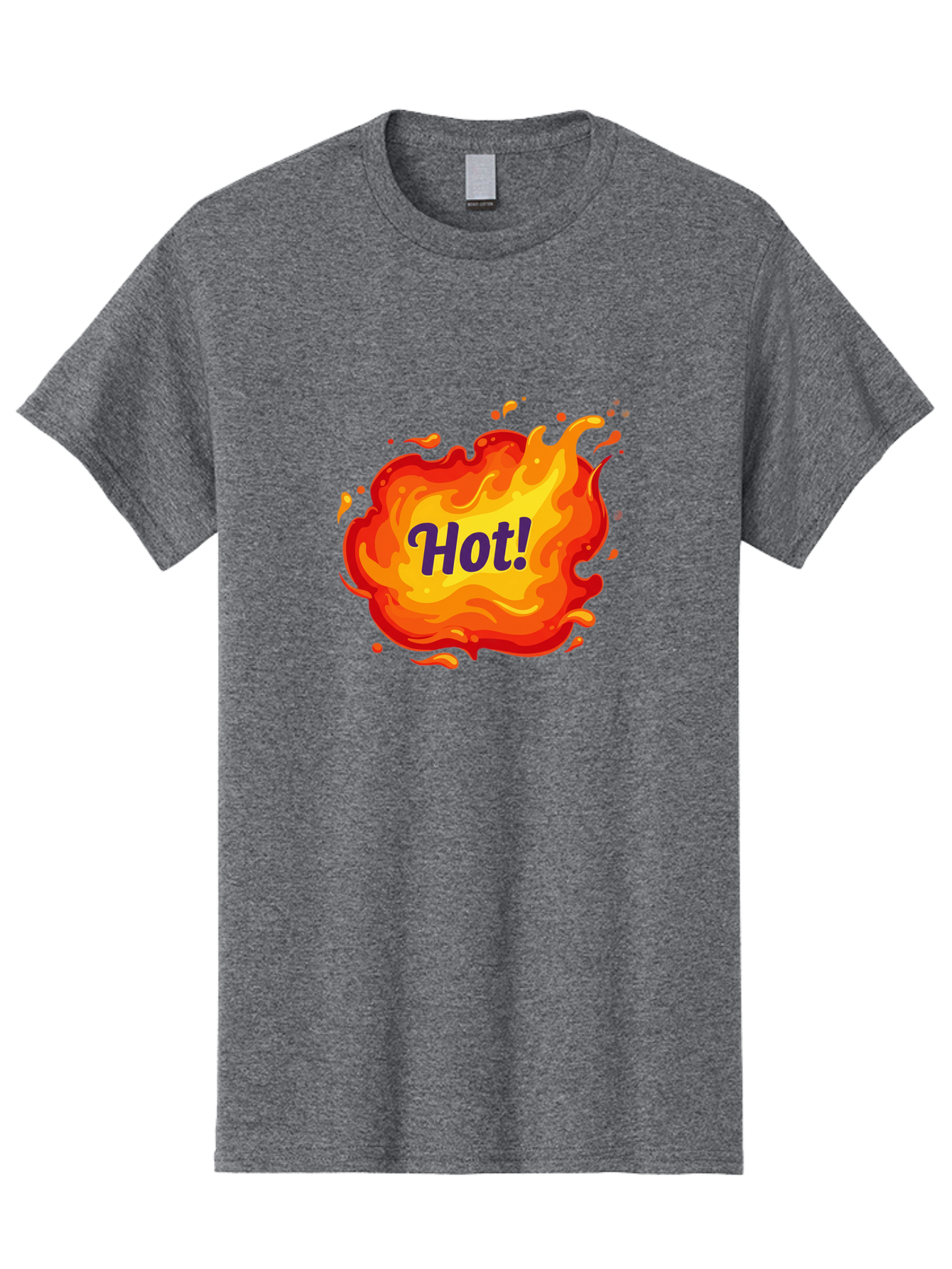 Hot-8 Men'S Graphic Tee, 100% Cotton, Comfortable Casual Summer Wear, Machine Washable, Hot!, Fiery Splatter, Vibrant Colors, Energetic Design, Attention-Grabbing Graphic, Bold Typography, Flames, Splashes, Dynamic Illustration Baa807