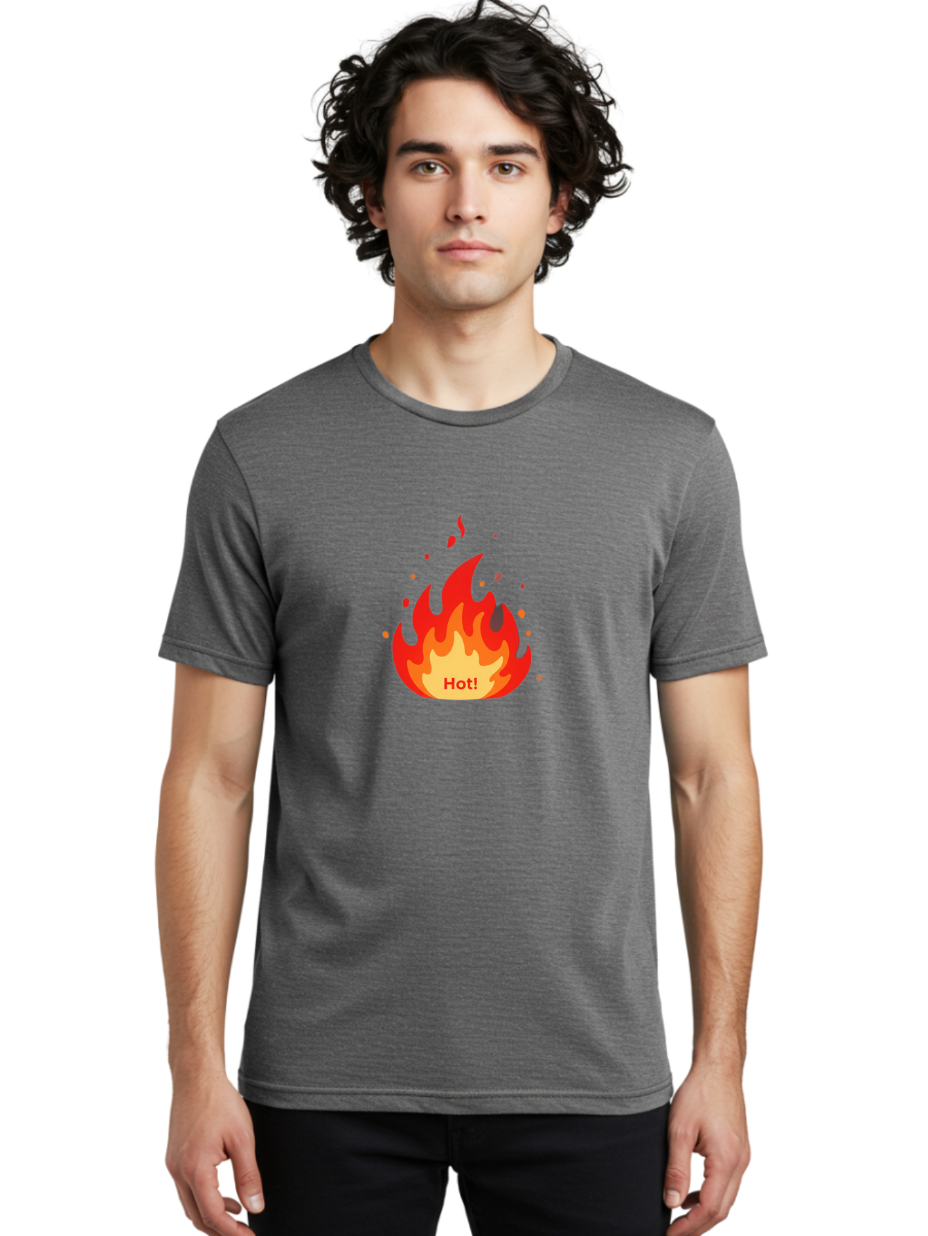 Hot-Flame Men'S Graphic Tee, 100% Cotton, Comfortable Casual Summer Wear, Machine Washable, Fire Icon, Hot Trend, Vibrant Flames, Burning Passion, Red And Orange Hues, Bold Graphics, Modern Design, Trendy Visuals Baa809
