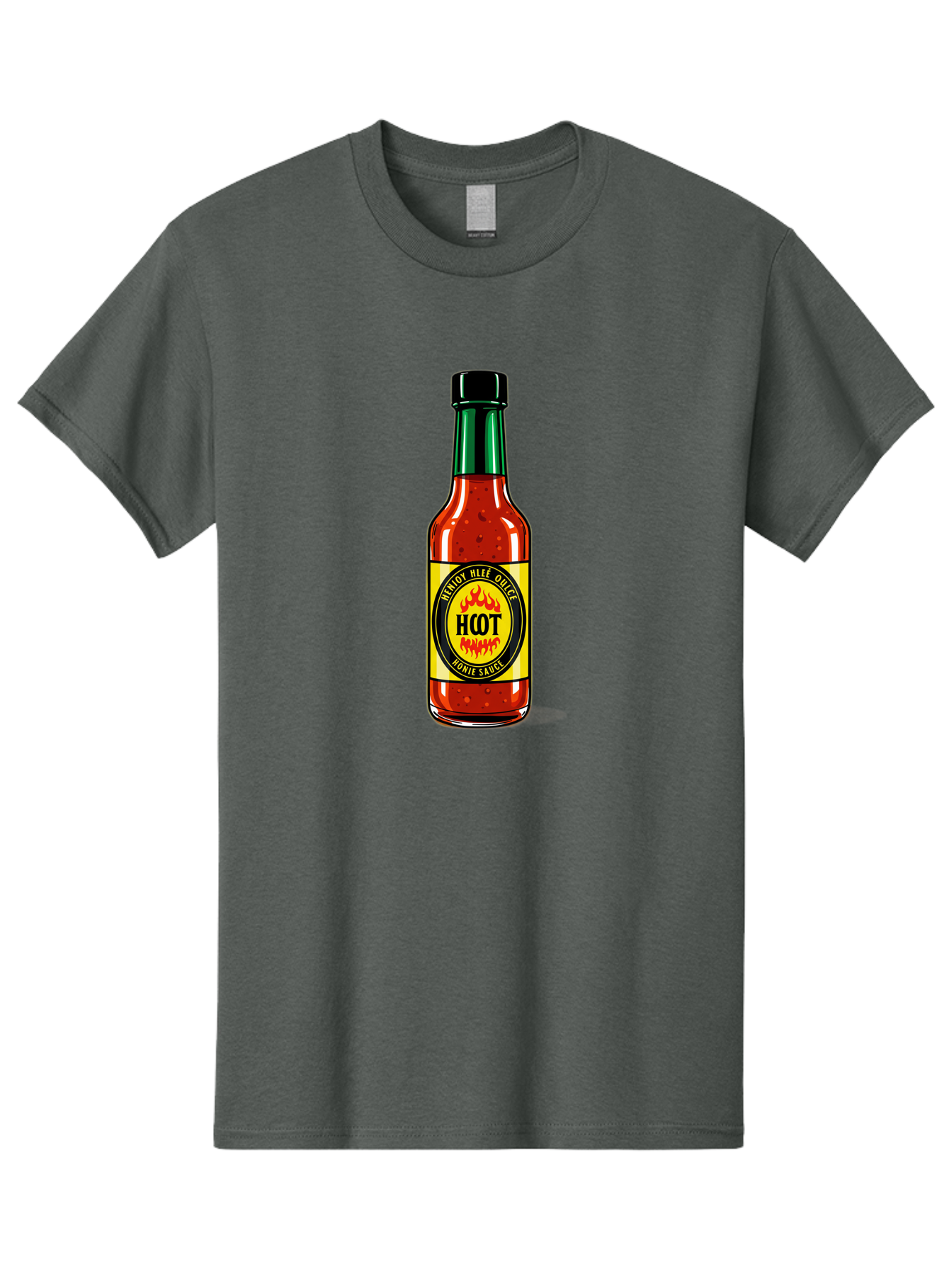 Hot-Hot-Sauce Men'S Graphic Tee, 100% Cotton, Comfortable Casual Summer Wear, Machine Washable, Hot Sauce Bottle, Spicy Condiment, Red Sauce, Black Cap, Bold Label, Brian Mee Duke, Flavorful Kick, Culinary Delight, Condiment, Hot Bomie Sauce Baa810
