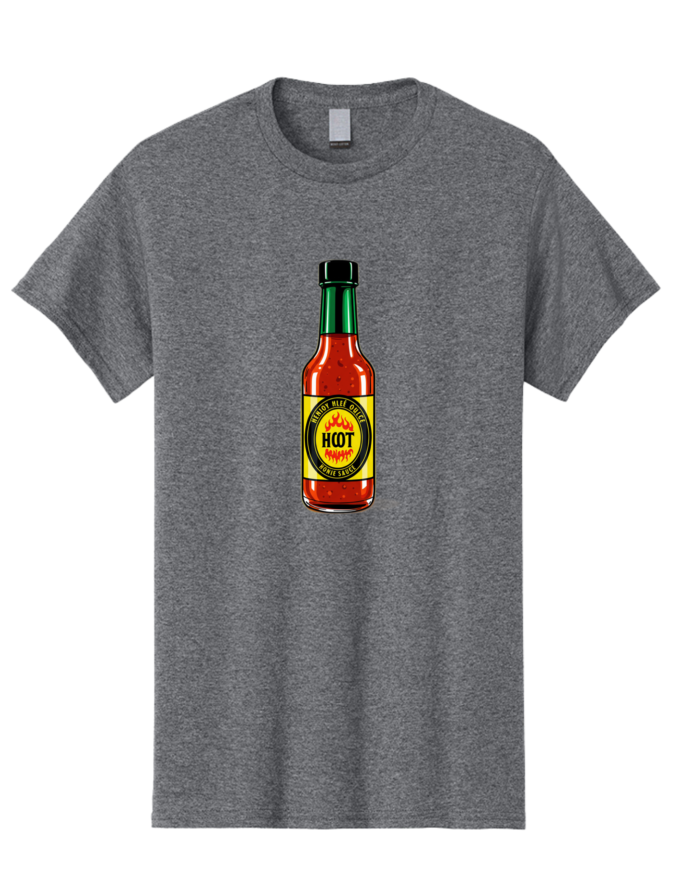 Hot-Hot-Sauce Men'S Graphic Tee, 100% Cotton, Comfortable Casual Summer Wear, Machine Washable, Hot Sauce Bottle, Spicy Condiment, Red Sauce, Black Cap, Bold Label, Brian Mee Duke, Flavorful Kick, Culinary Delight, Condiment, Hot Bomie Sauce Baa810
