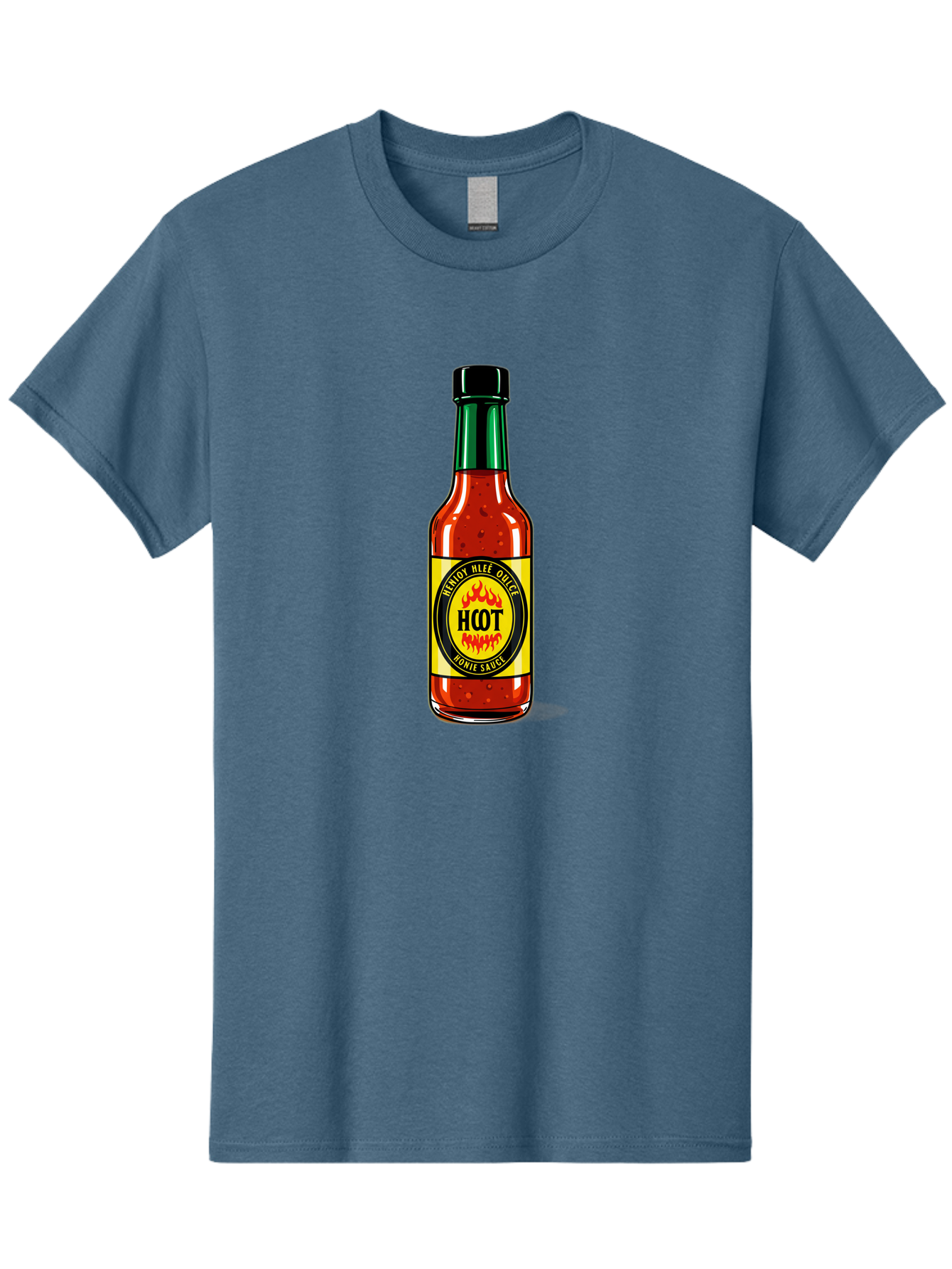 Hot-Hot-Sauce Men'S Graphic Tee, 100% Cotton, Comfortable Casual Summer Wear, Machine Washable, Hot Sauce Bottle, Spicy Condiment, Red Sauce, Black Cap, Bold Label, Brian Mee Duke, Flavorful Kick, Culinary Delight, Condiment, Hot Bomie Sauce Baa810