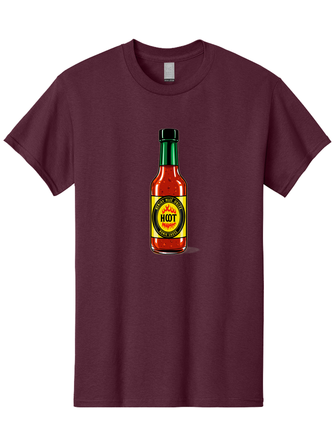 Hot-Hot-Sauce Men'S Graphic Tee, 100% Cotton, Comfortable Casual Summer Wear, Machine Washable, Hot Sauce Bottle, Spicy Condiment, Red Sauce, Black Cap, Bold Label, Brian Mee Duke, Flavorful Kick, Culinary Delight, Condiment, Hot Bomie Sauce Baa810