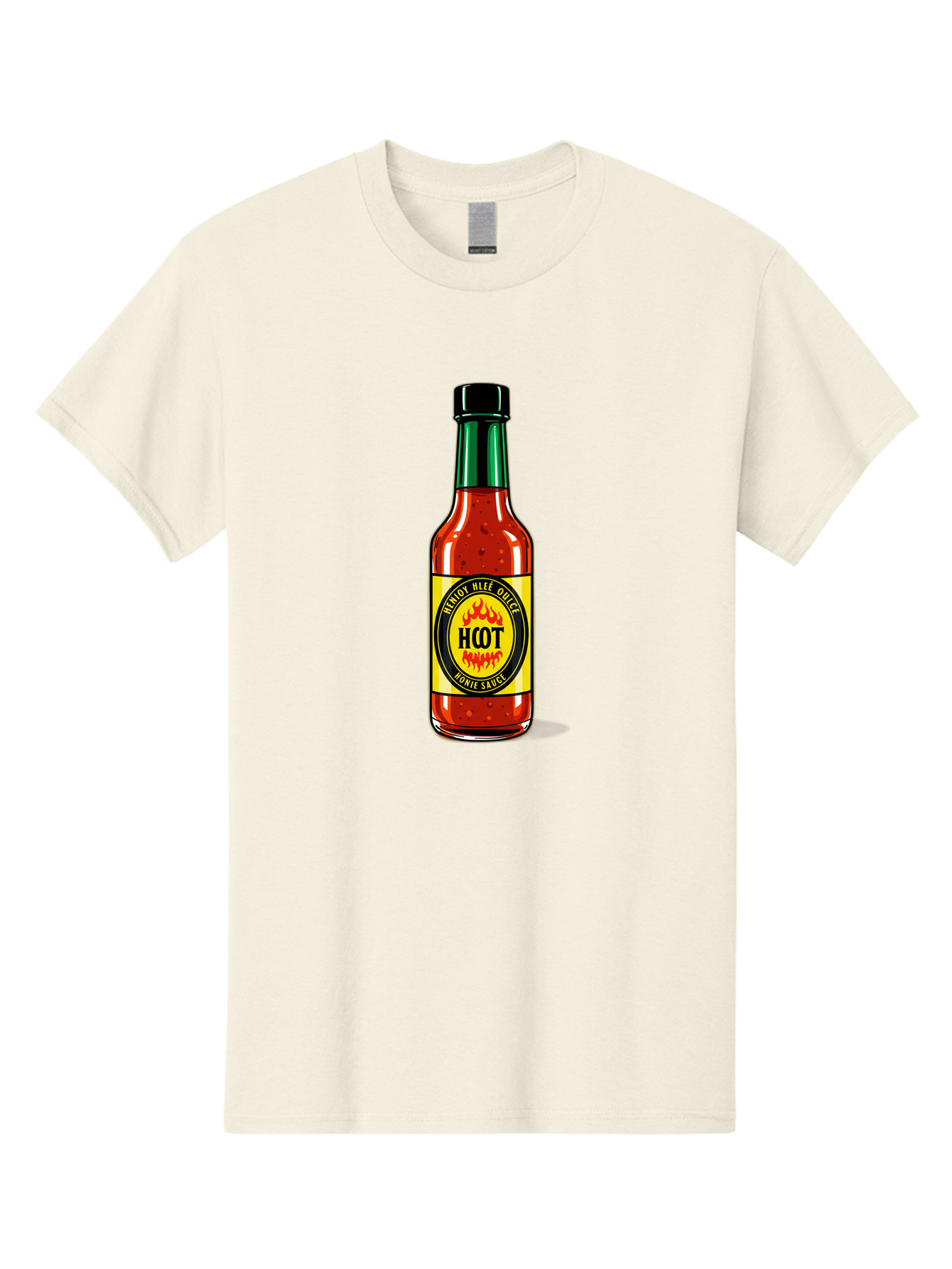 Hot-Hot-Sauce Men'S Graphic Tee, 100% Cotton, Comfortable Casual Summer Wear, Machine Washable, Hot Sauce Bottle, Spicy Condiment, Red Sauce, Black Cap, Bold Label, Brian Mee Duke, Flavorful Kick, Culinary Delight, Condiment, Hot Bomie Sauce Baa810